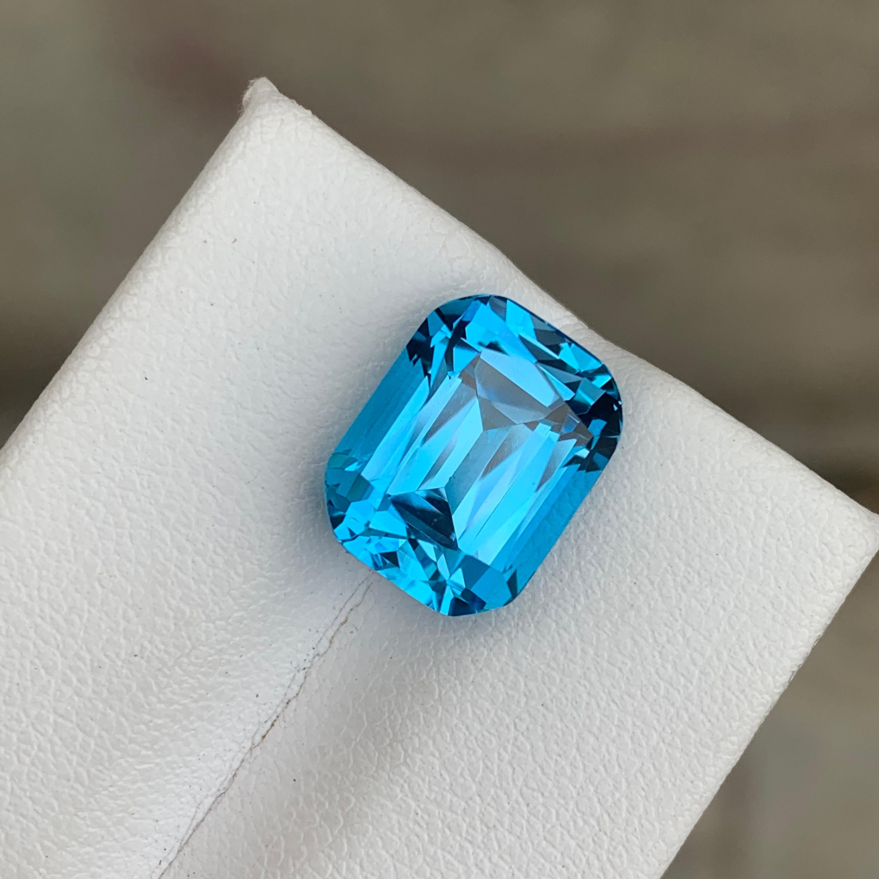 Cushion Cut 10.20 Carat Loose Electric Blue Topaz Long Cushion Shape for Jewelry Making For Sale