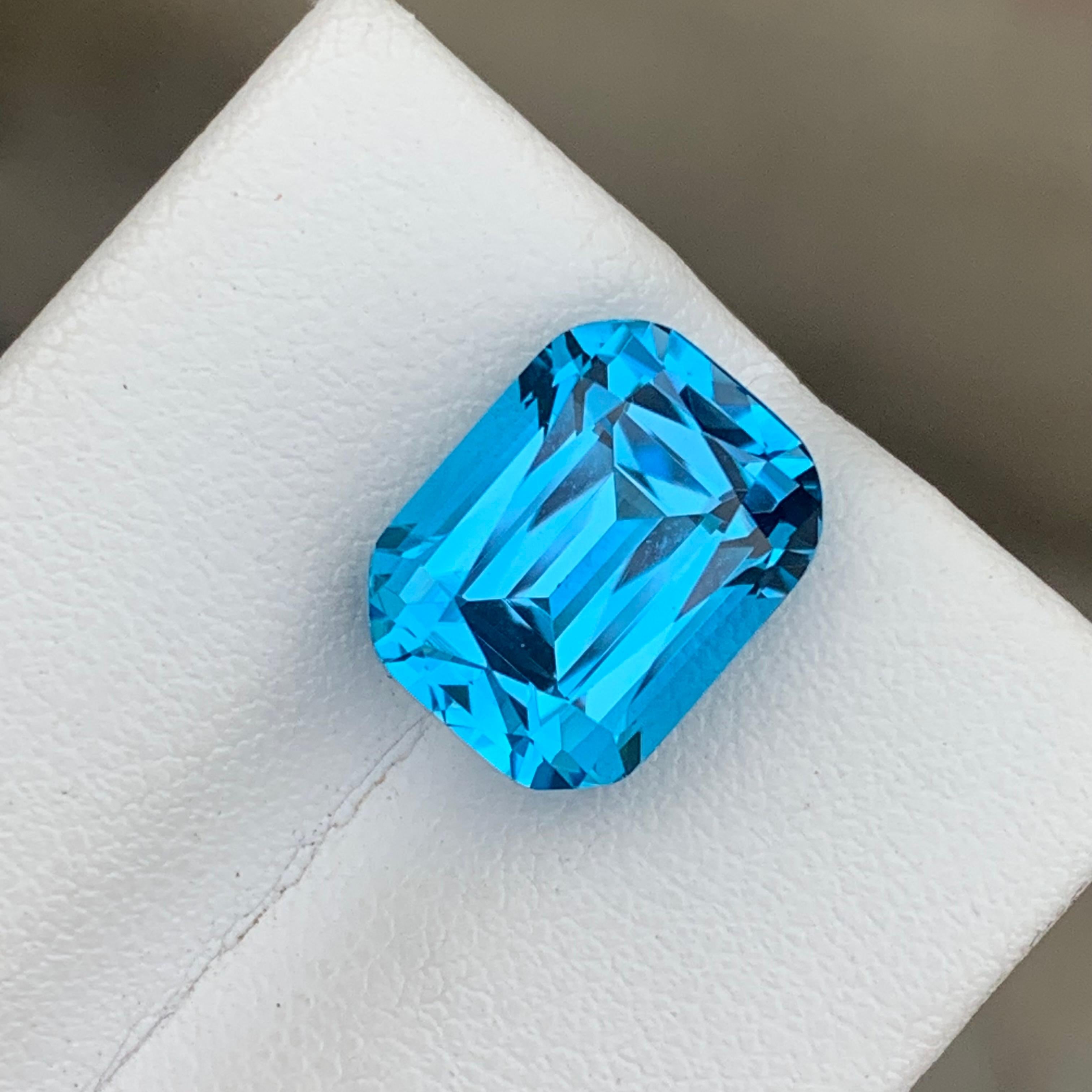 Women's or Men's 10.20 Carat Loose Electric Blue Topaz Long Cushion Shape for Jewelry Making For Sale