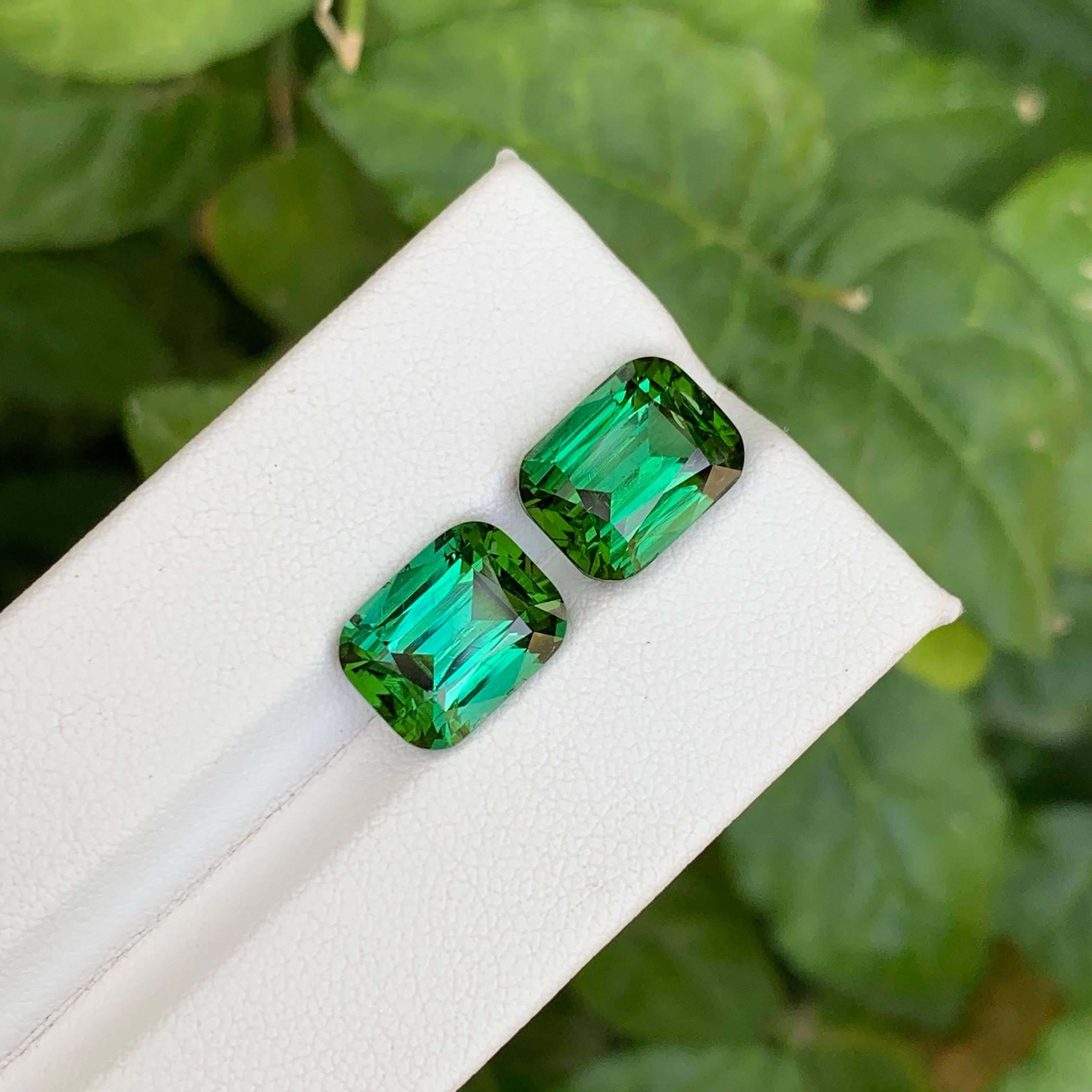 10,20 Quilates Pareja de Turmalinas Verdosas Naturales Sueltas Talla Cojín Piedra Preciosa Afgana en venta 4