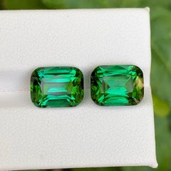 10.20 Carat Loose Natural Greenish Tourmaline Pair Cushion Cut Afghan Gemstone