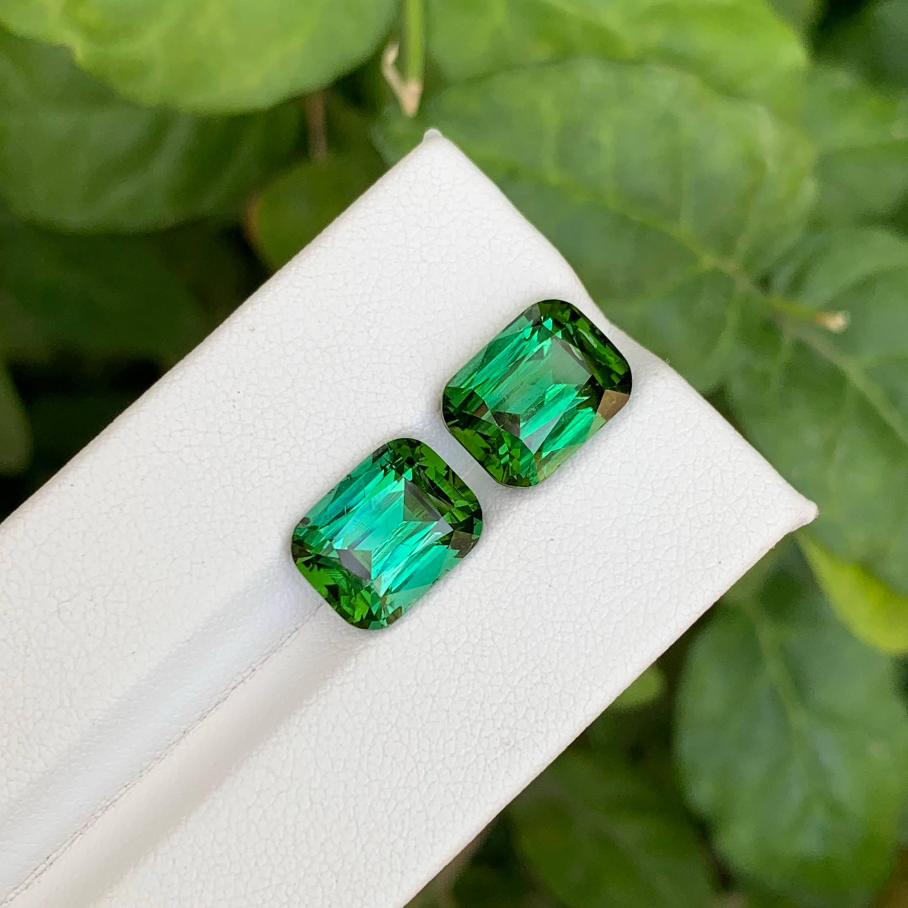 10,20 Quilates Pareja de Turmalinas Verdosas Naturales Sueltas Talla Cojín Piedra Preciosa Afgana Corte cojín en venta