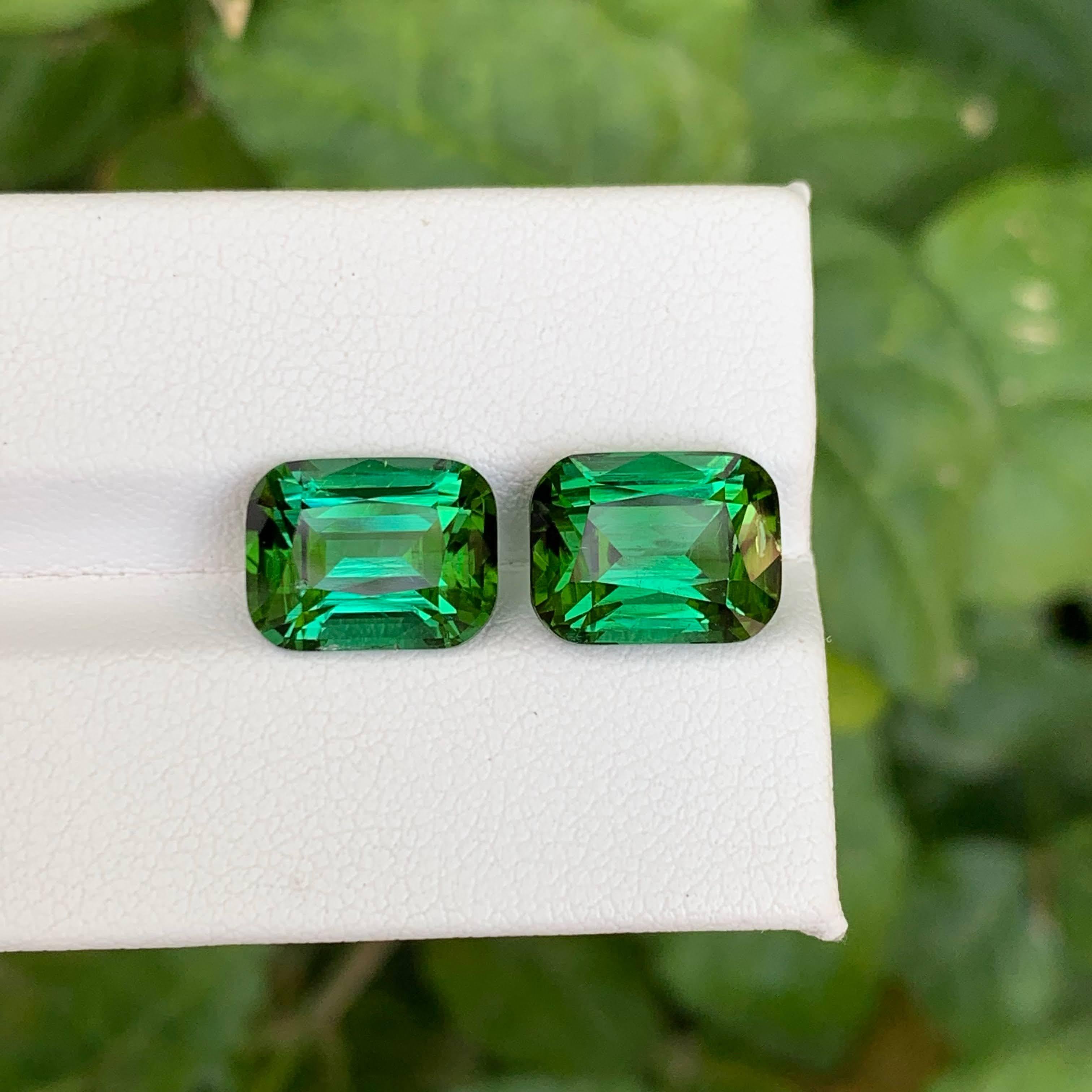 Femenino o masculino 10,20 Quilates Pareja de Turmalinas Verdosas Naturales Sueltas Talla Cojín Piedra Preciosa Afgana en venta