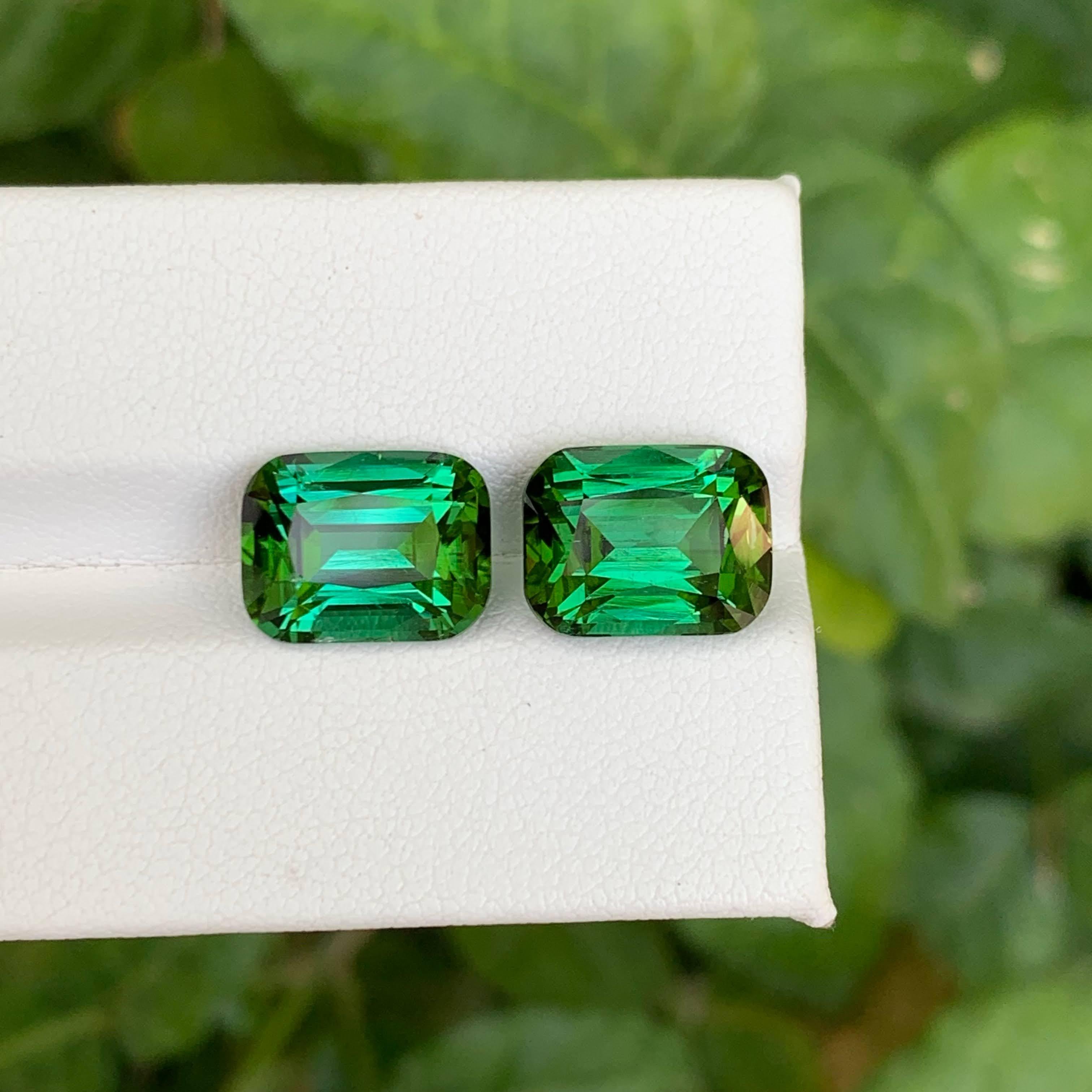 10,20 Quilates Pareja de Turmalinas Verdosas Naturales Sueltas Talla Cojín Piedra Preciosa Afgana en venta 1