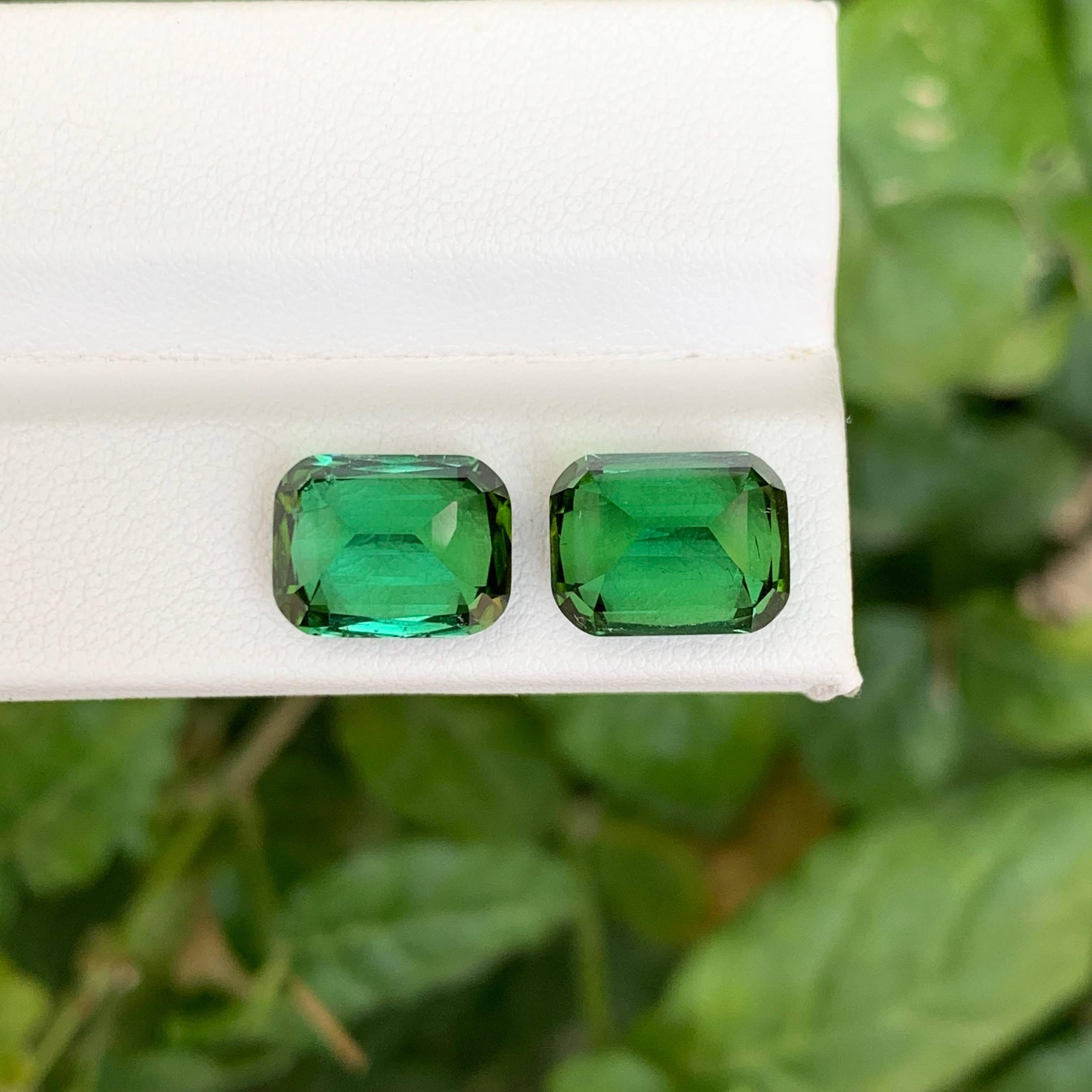 10,20 Quilates Pareja de Turmalinas Verdosas Naturales Sueltas Talla Cojín Piedra Preciosa Afgana en venta 2