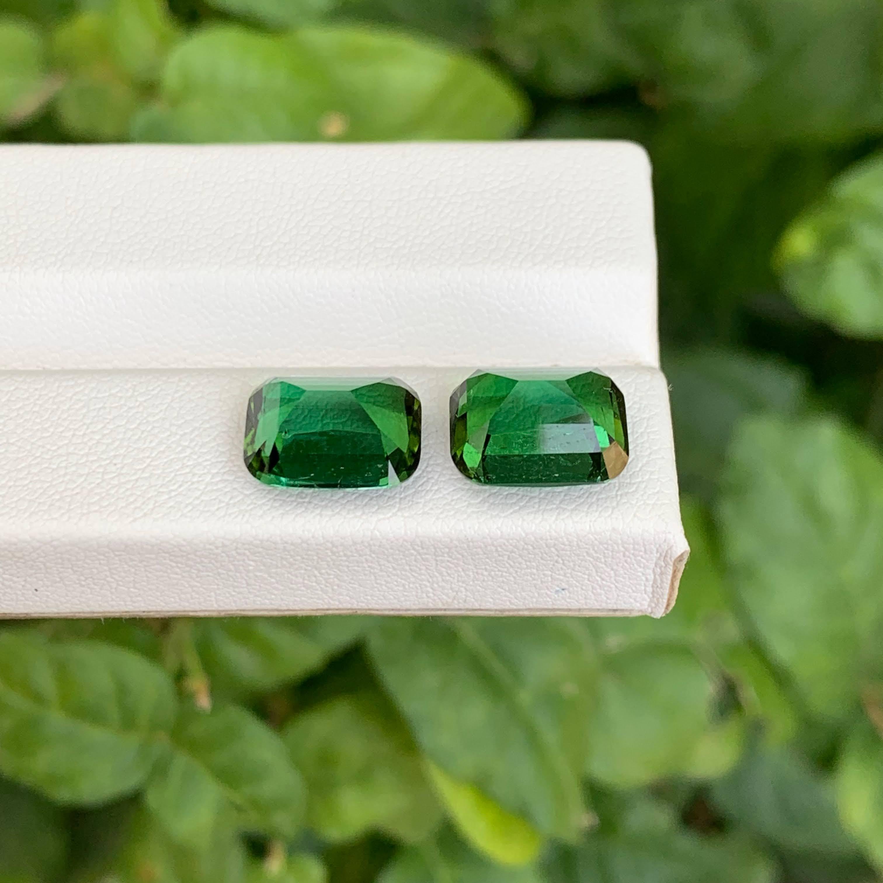 10,20 Quilates Pareja de Turmalinas Verdosas Naturales Sueltas Talla Cojín Piedra Preciosa Afgana en venta 3