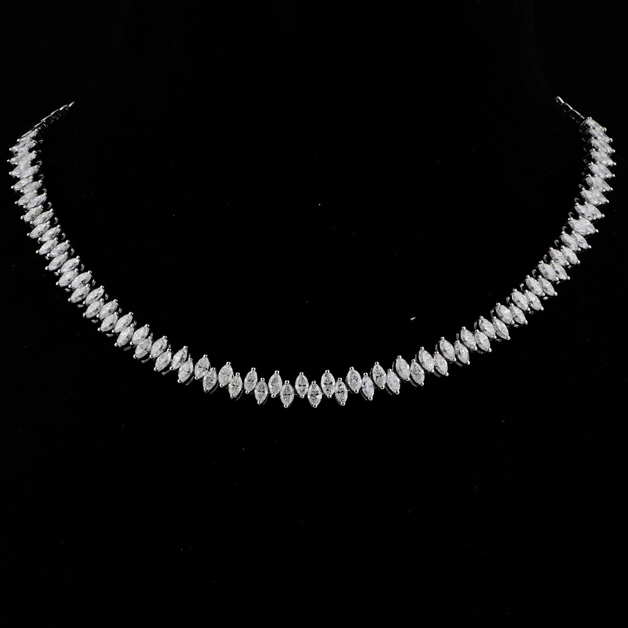 Marquise Cut 10.20 Carat Marquise Diamond Necklace 14 Karat White Gold Handmade Fine Jewelry For Sale