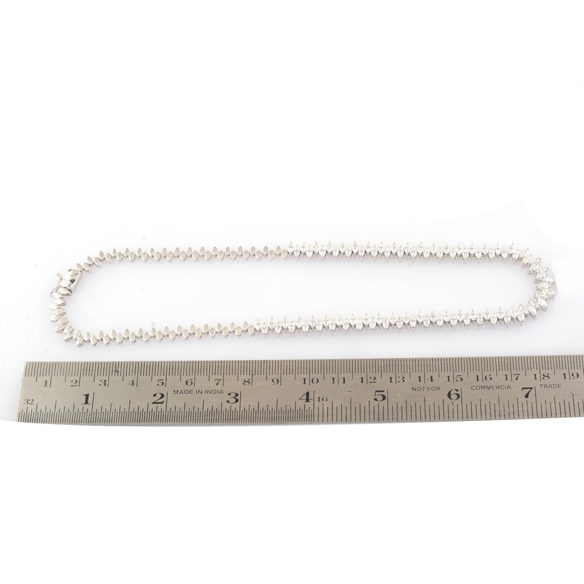 10.20 Carat Marquise Diamond Necklace 14 Karat White Gold Handmade Fine Jewelry For Sale 3