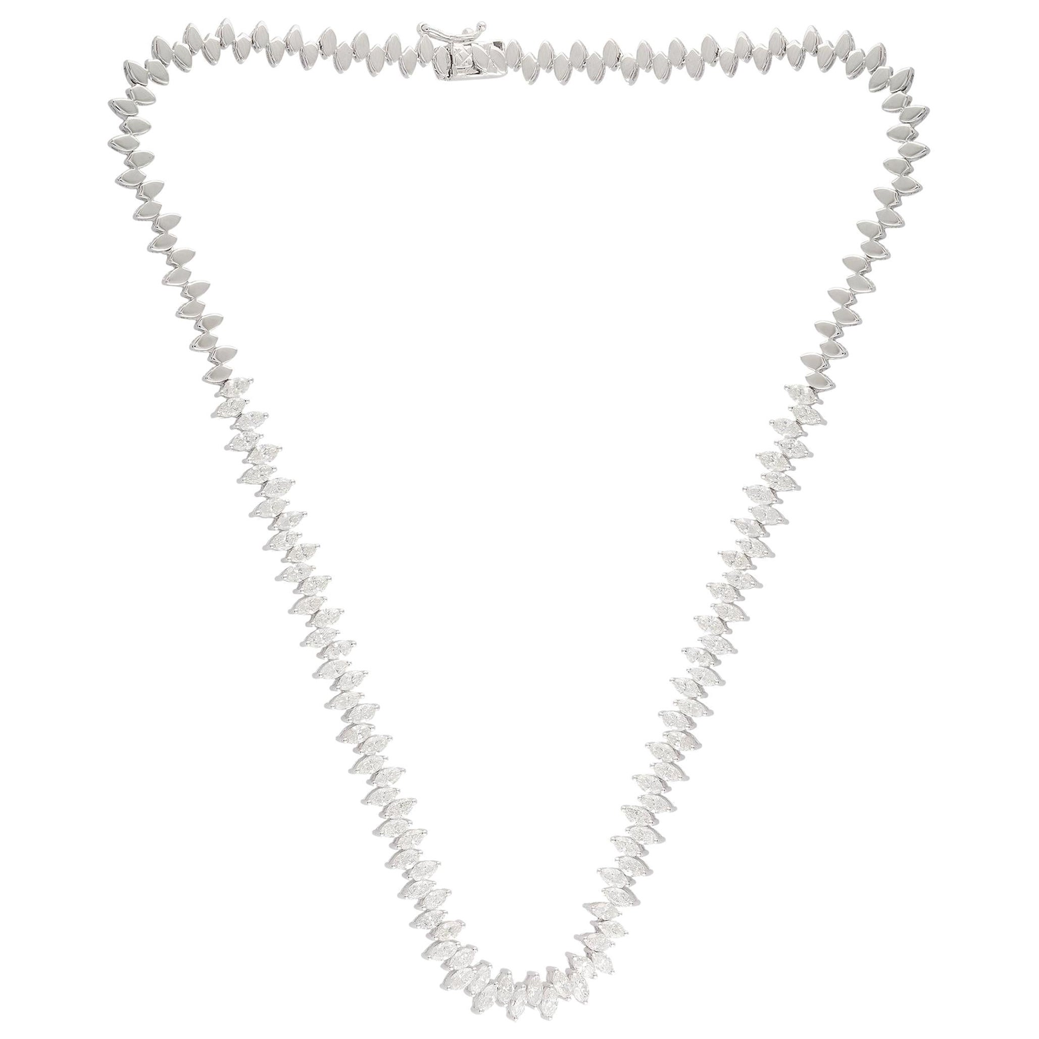 Collar de diamantes marquesa de 10,20 quilates Oro blanco de 14 quilates Joyería fina hecha a mano