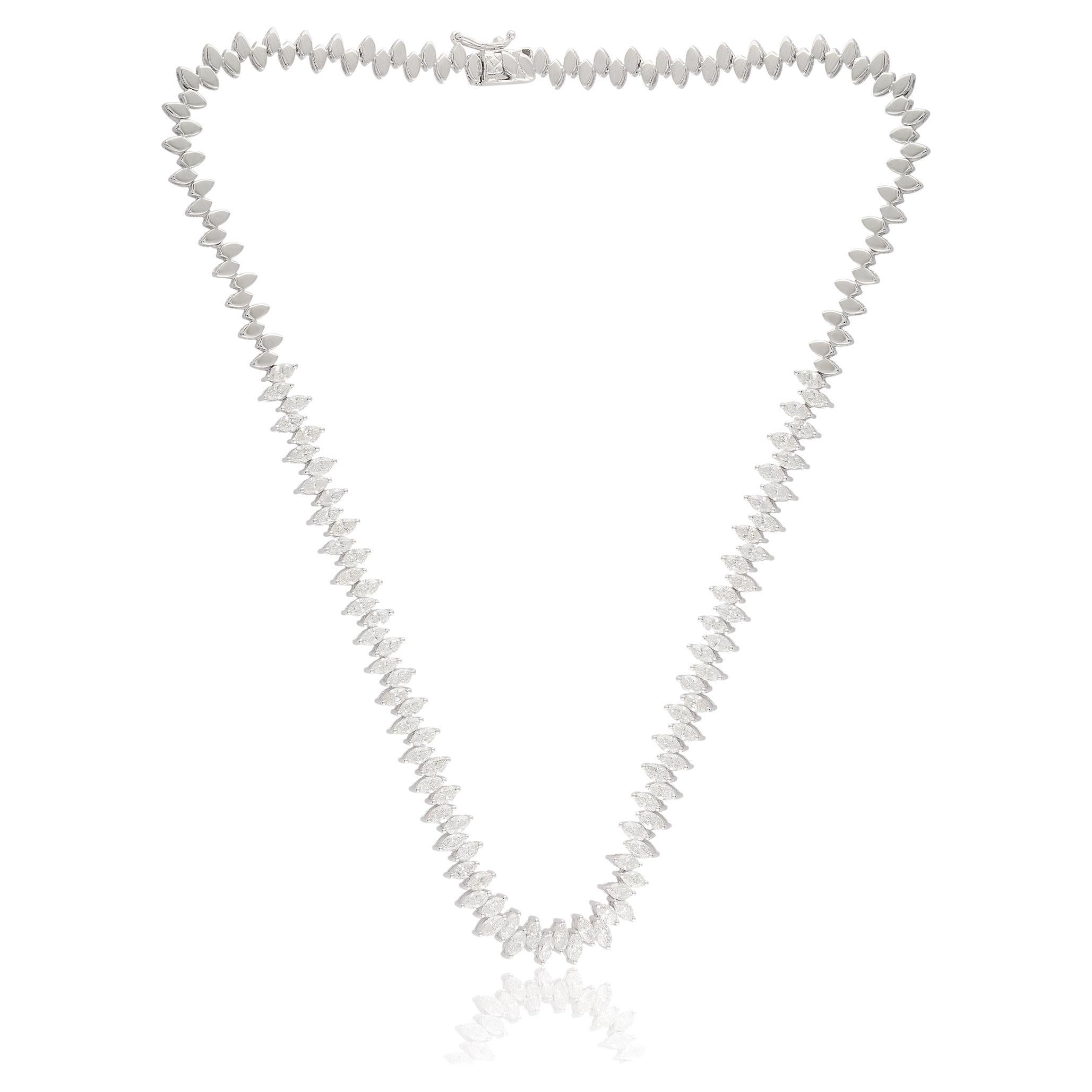 10.20 Carat Marquise Diamond Necklace 18 Karat White Gold Handmade Fine Jewelry For Sale