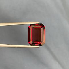 10.20 Carat Natural Loose Deep Red Garnet Emerald Cut Tanzanian Gemstone