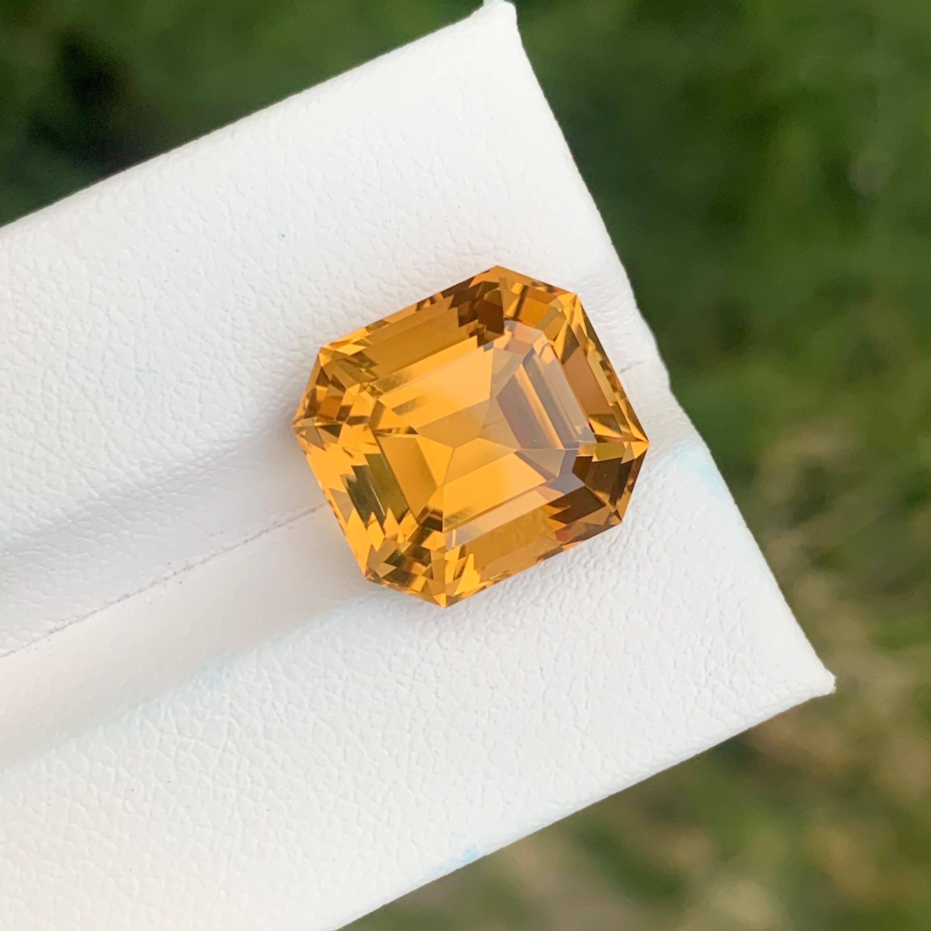10.20 Carat Natural Loose Honey Citrine Octagon Shape Gemstone For Sale 4