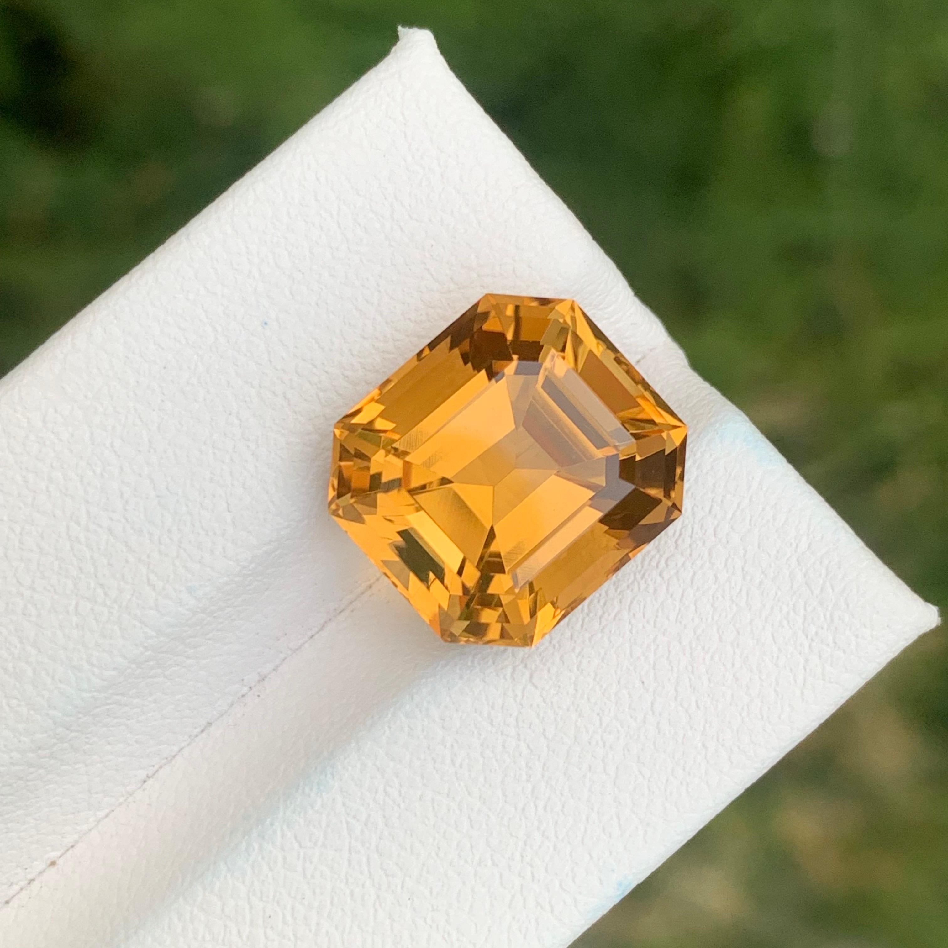 10.20 Carat Natural Loose Honey Citrine Octagon Shape Gemstone For Sale 5