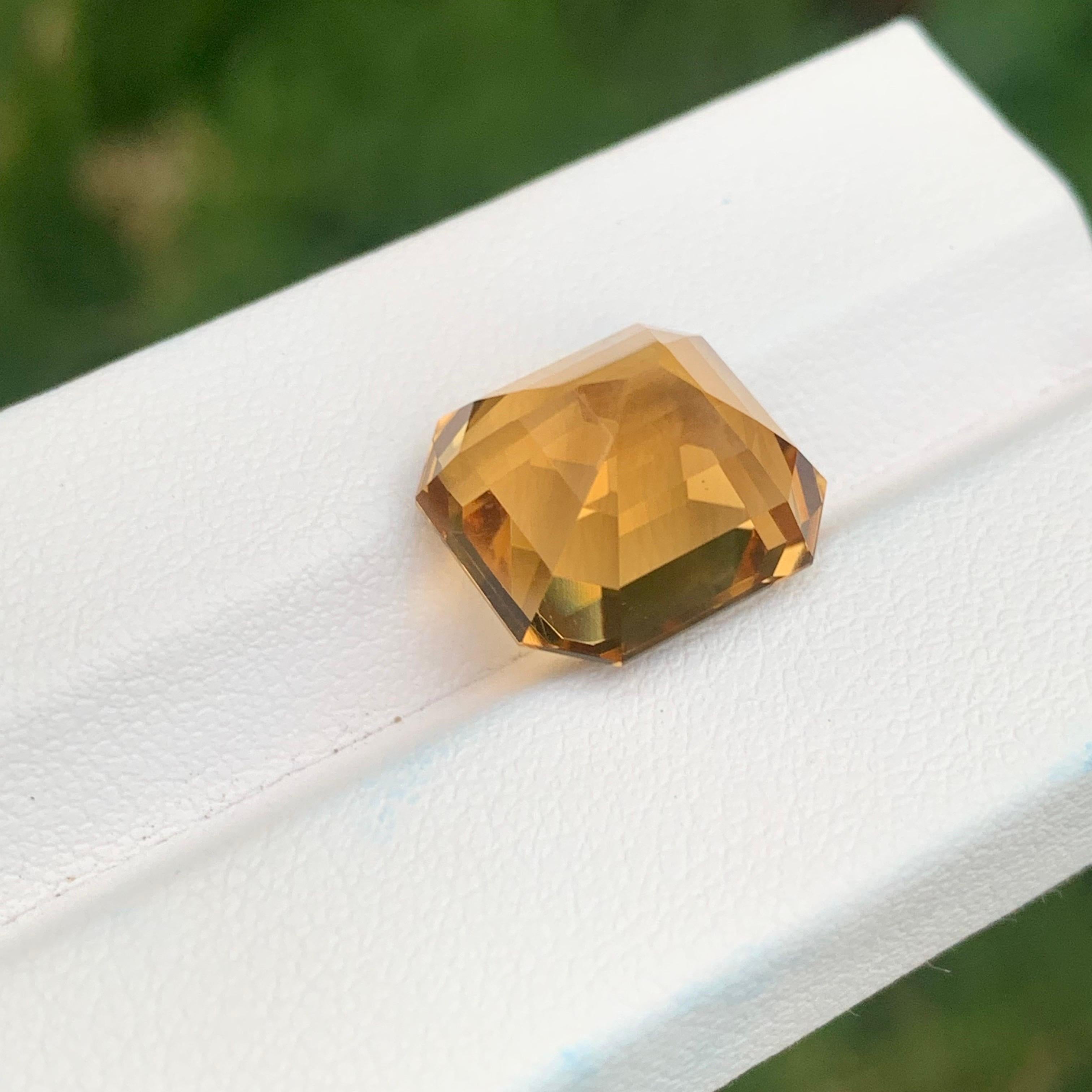 Octagon Cut 10.20 Carat Natural Loose Honey Citrine Octagon Shape Gemstone For Sale