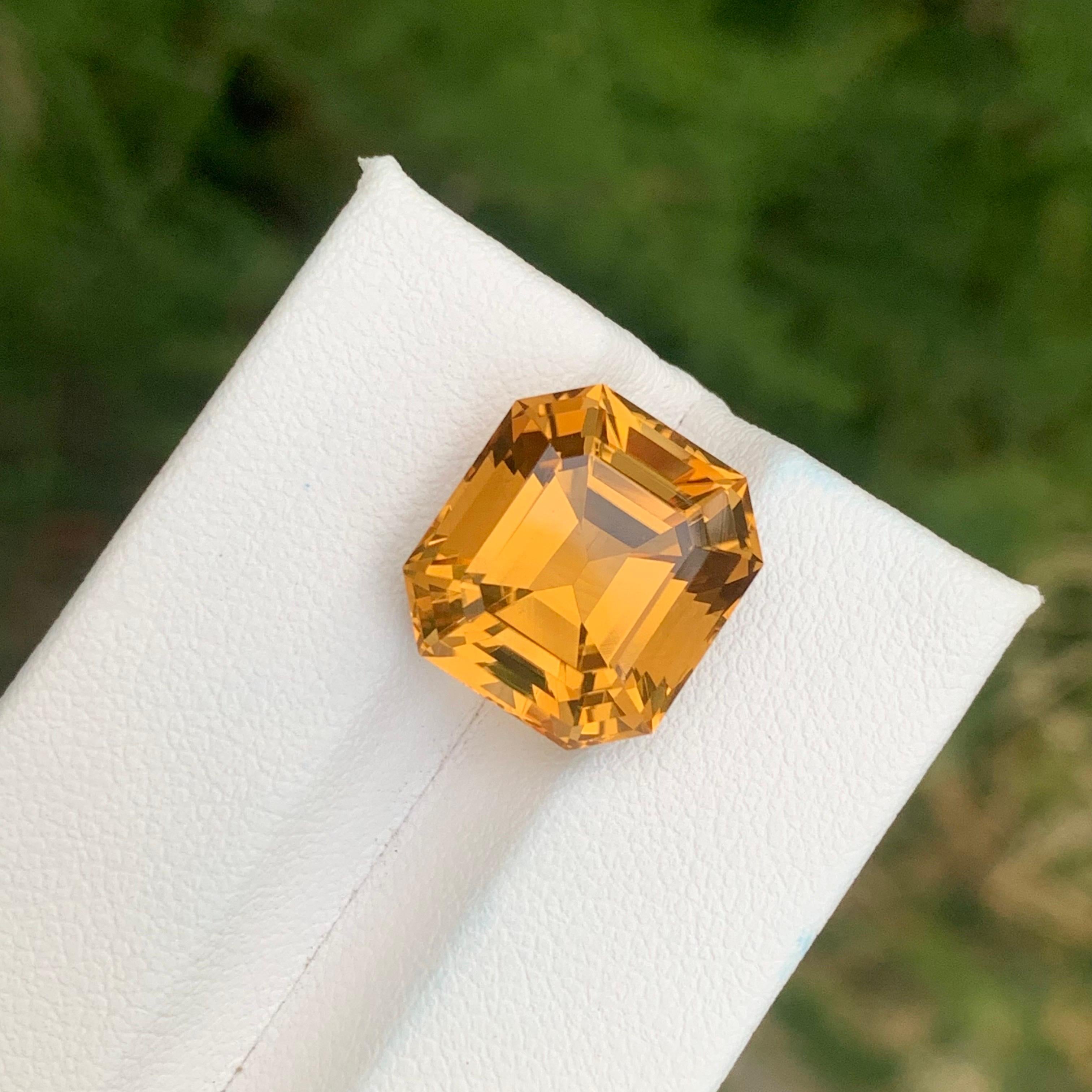 10.20 Carat Natural Loose Honey Citrine Octagon Shape Gemstone In New Condition For Sale In Peshawar, PK