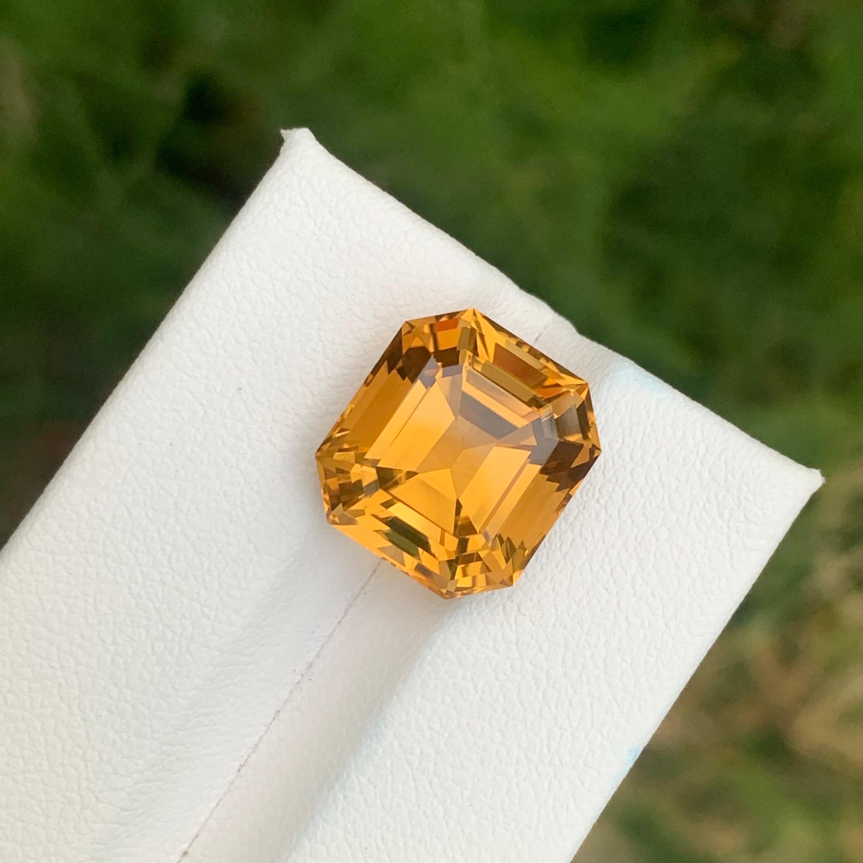 10.20 Carat Natural Loose Honey Citrine Octagon Shape Gemstone For Sale 1