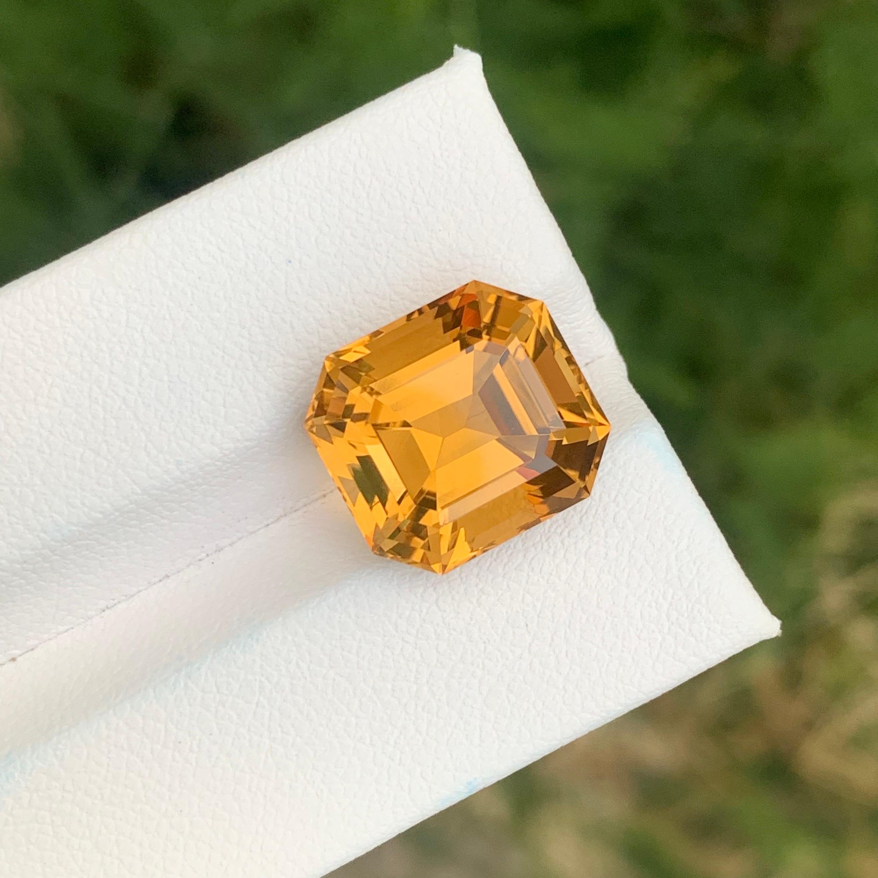 10.20 Carat Natural Loose Honey Citrine Octagon Shape Gemstone For Sale 3