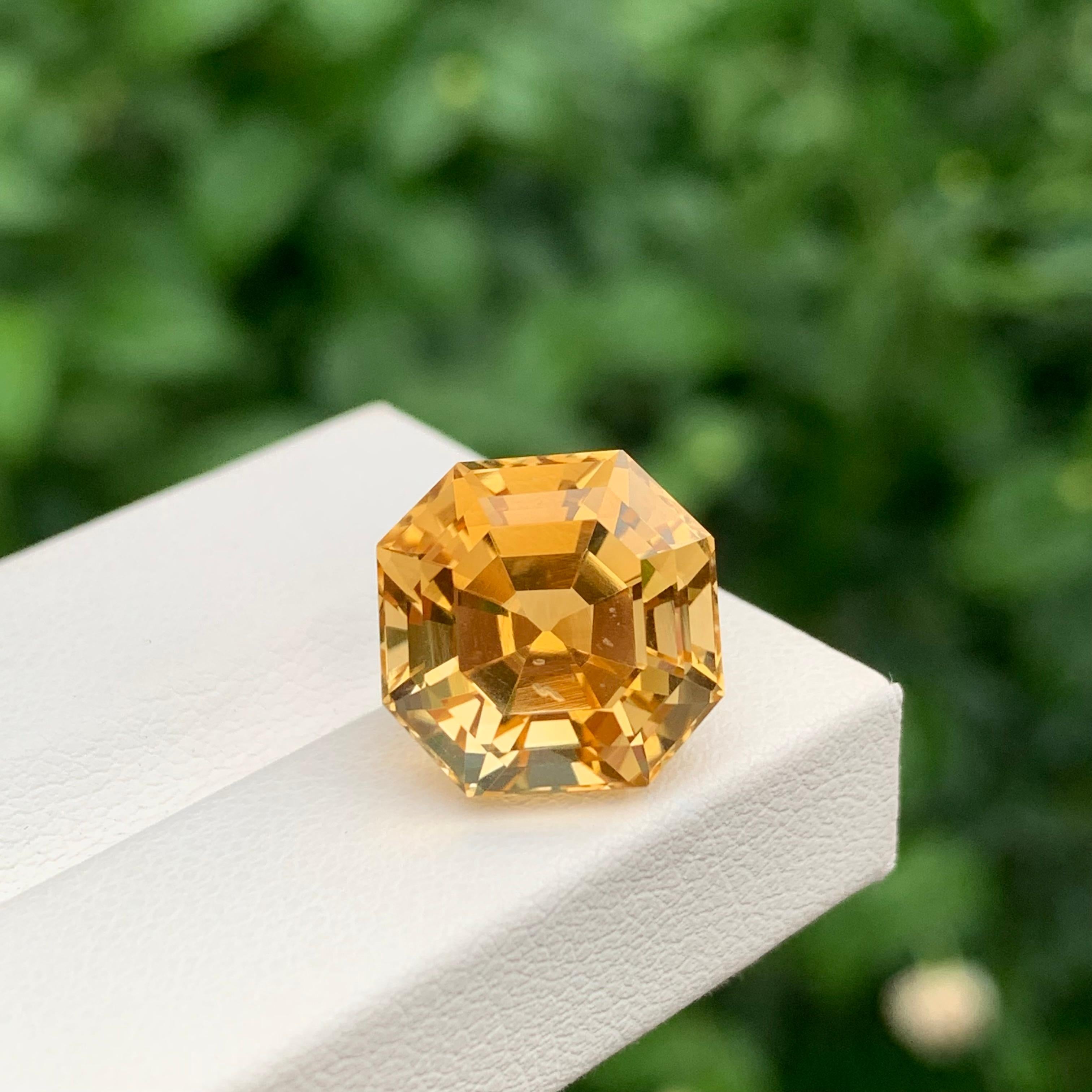 Ottagono 10,20 Carati Nature Citrino Giallo Sciolto Forma Ottagonale Gemma Per Gioielli in vendita
