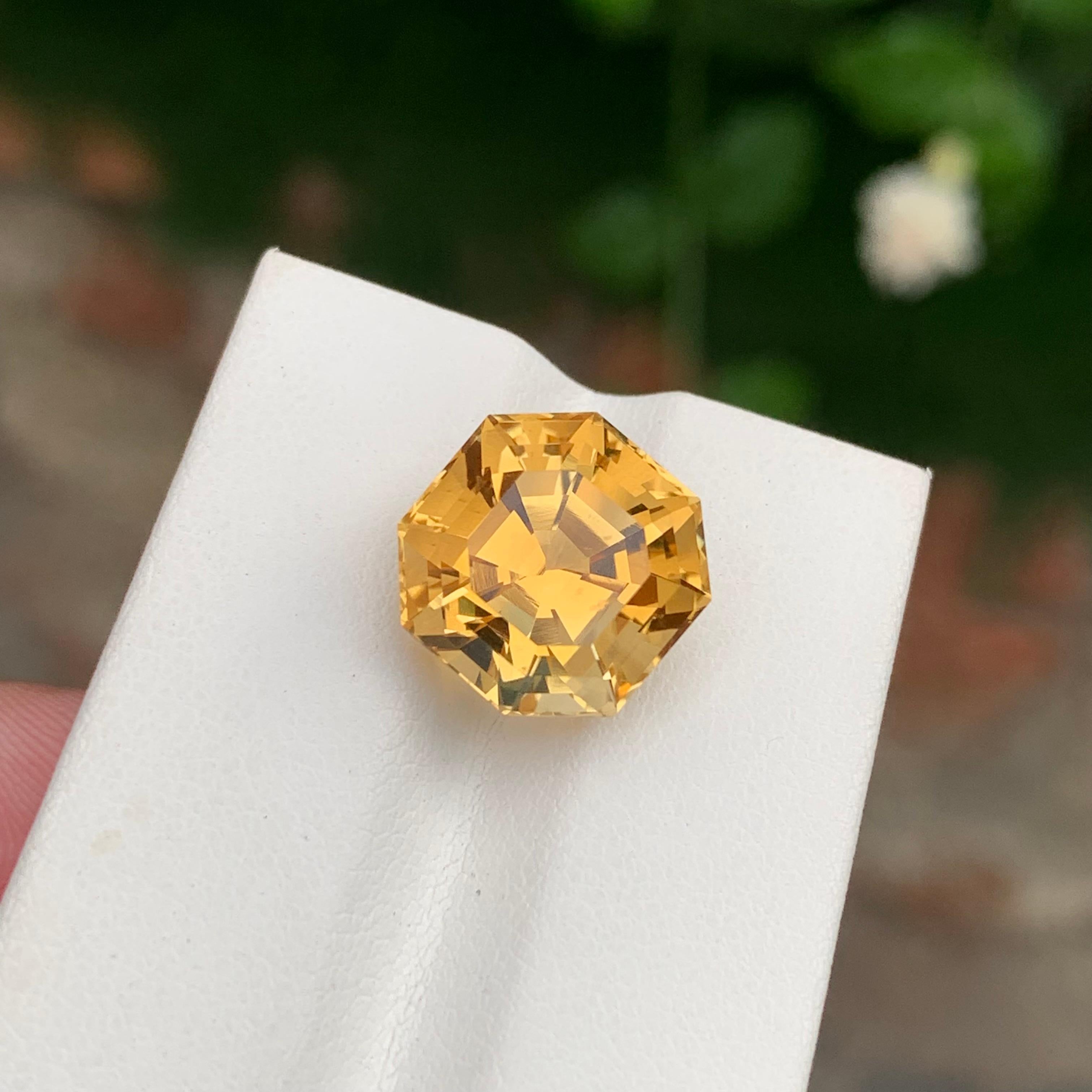 da uomo o donna 10,20 Carati Nature Citrino Giallo Sciolto Forma Ottagonale Gemma Per Gioielli in vendita