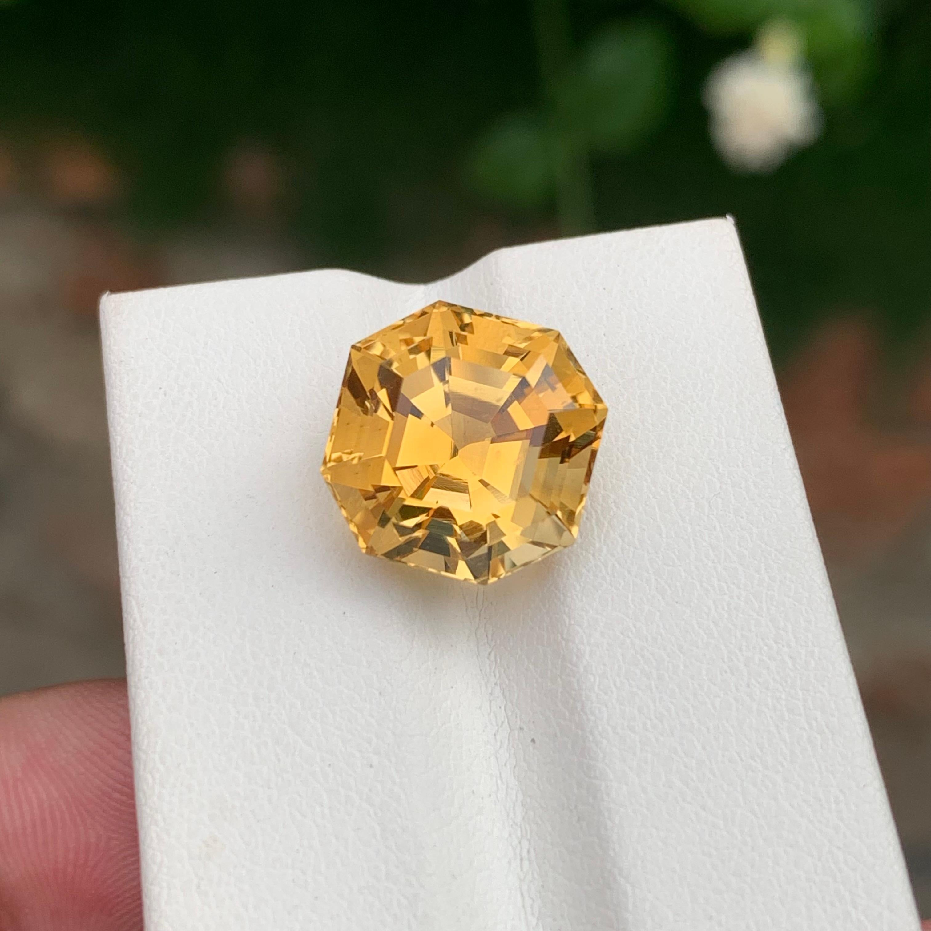 10,20 Carati Nature Citrino Giallo Sciolto Forma Ottagonale Gemma Per Gioielli in vendita 1