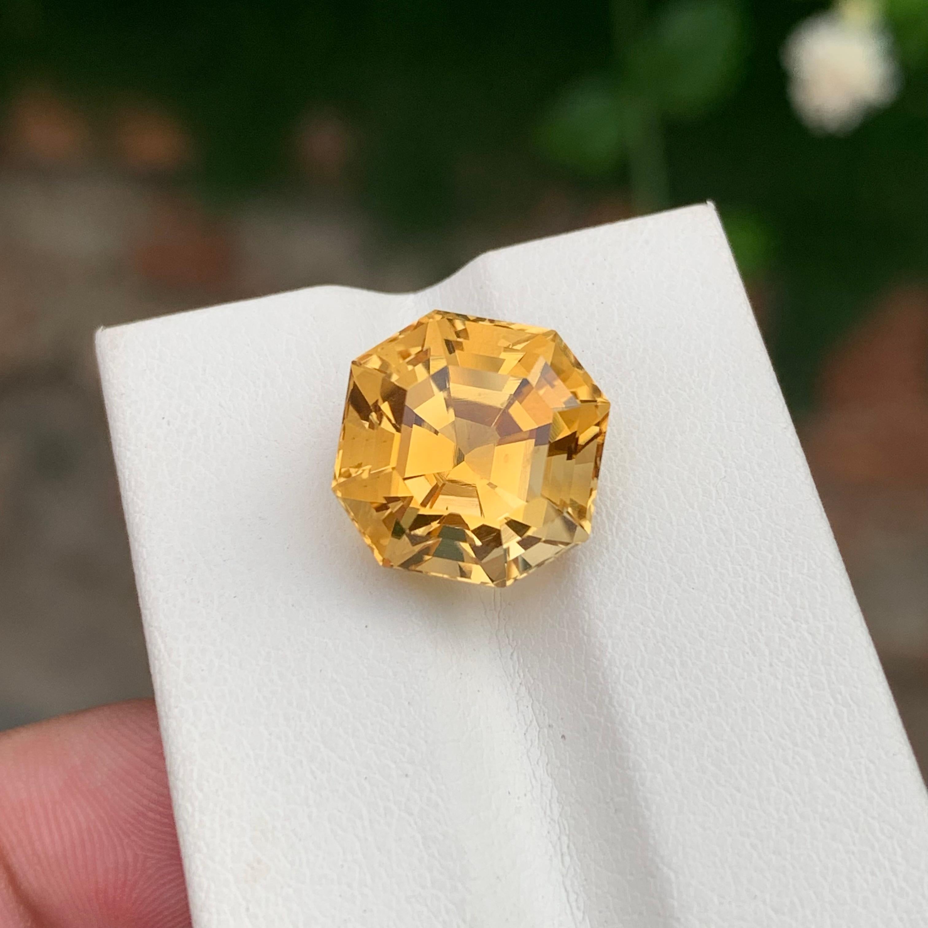 10,20 Carati Nature Citrino Giallo Sciolto Forma Ottagonale Gemma Per Gioielli in vendita 2