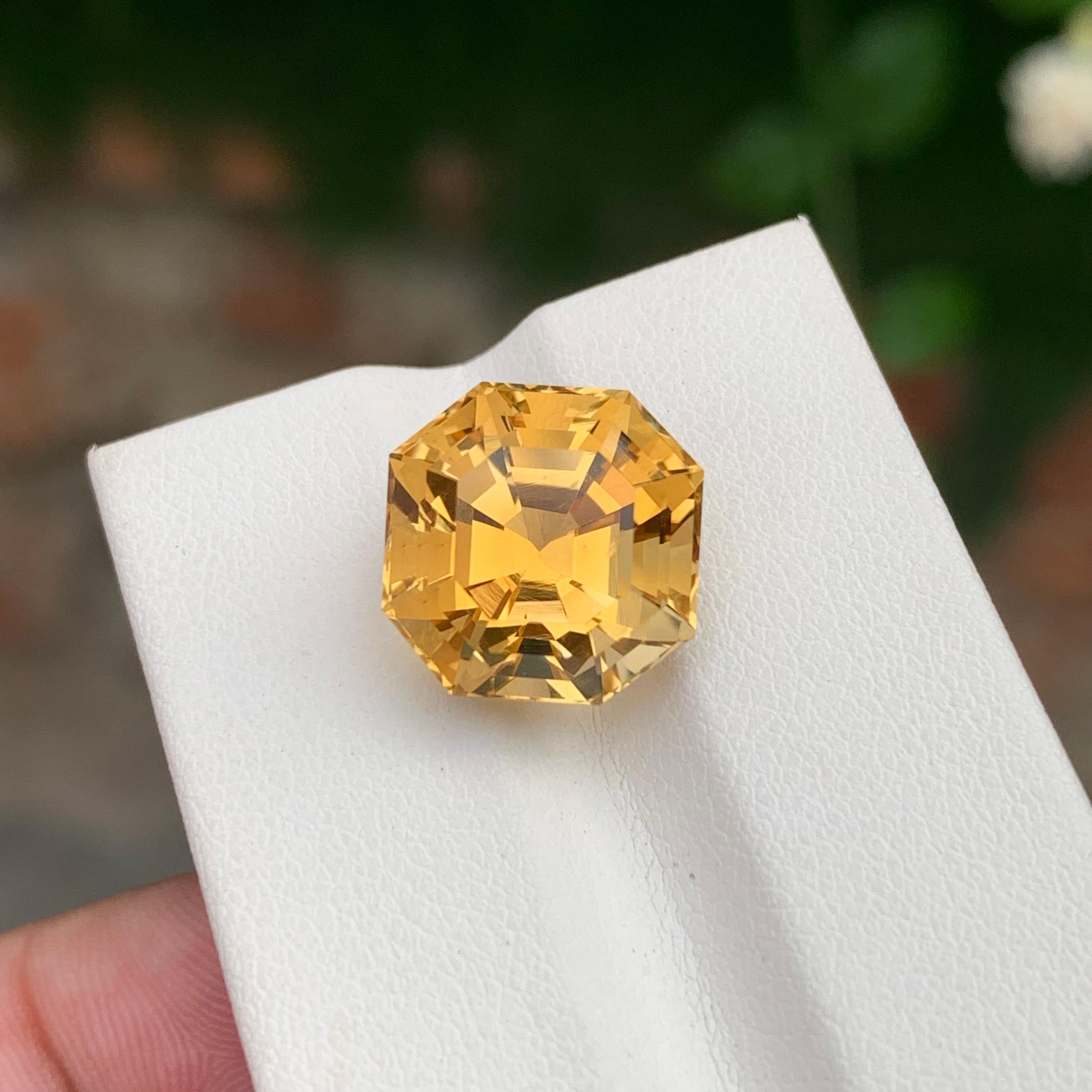 10,20 Carati Nature Citrino Giallo Sciolto Forma Ottagonale Gemma Per Gioielli in vendita 3