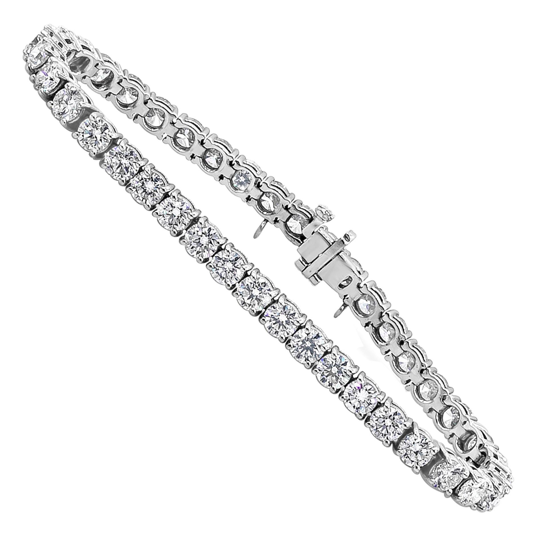 Roman Malakov 10.20 Carat Round Diamond Tennis Bracelet in White Gold