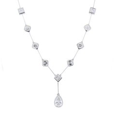 10.20 Carat Total Pear Shape, Square Emerald, and Princess Cut Diamond Necklace