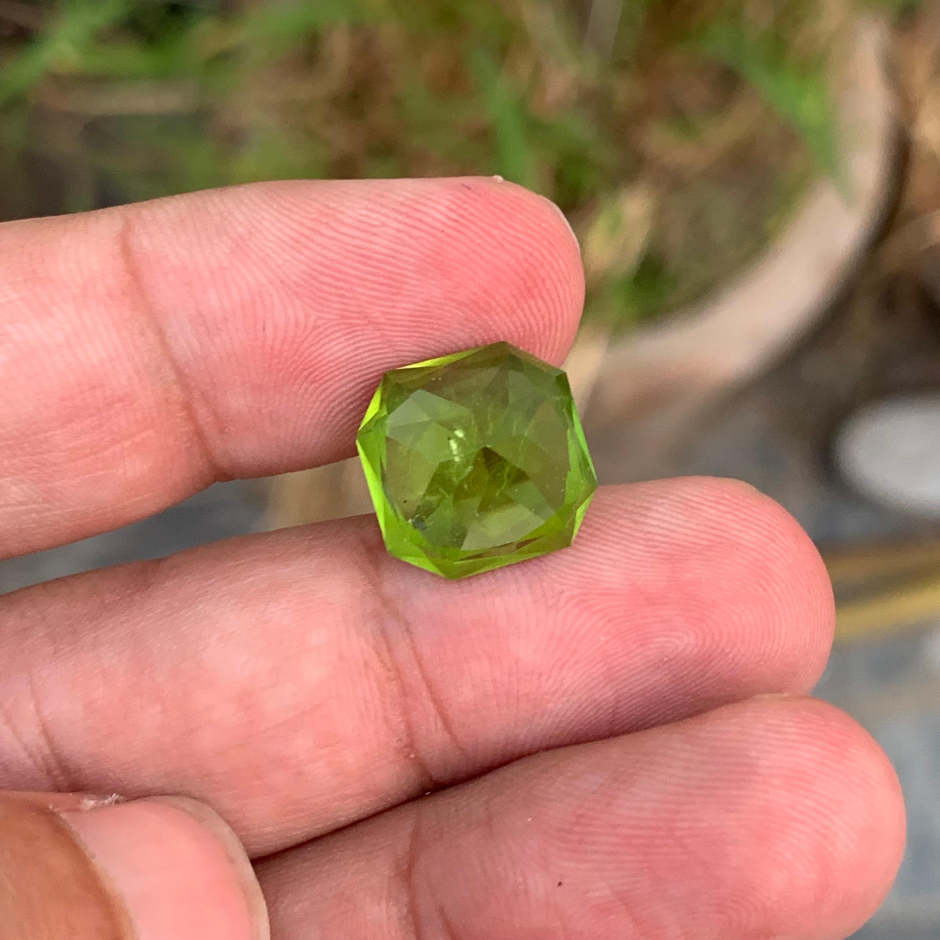 10,20 Karat Oktagonform Peridot Edelstein Pakistan Mine im Angebot 2