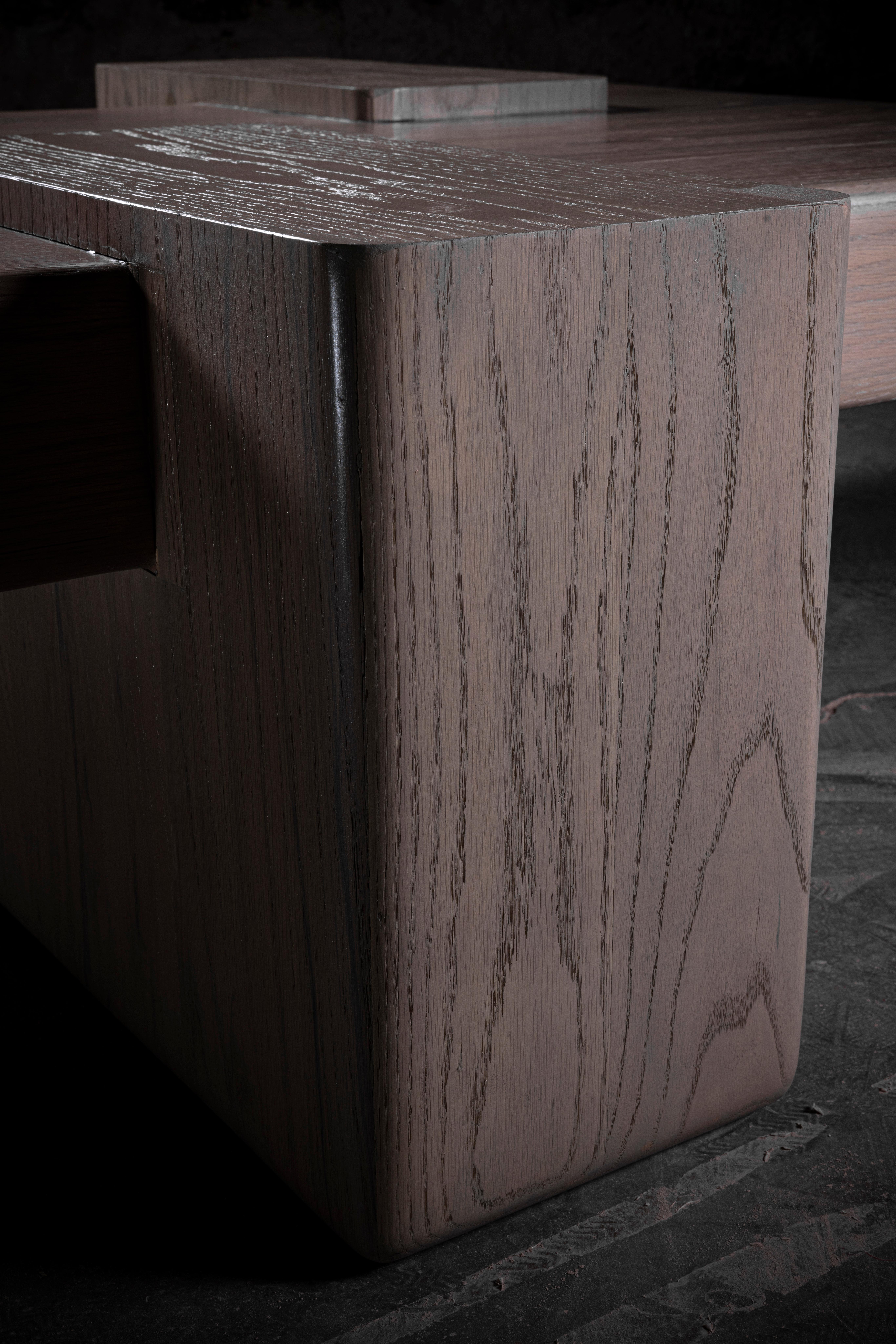 Contemporary 1020 Post Modern Square Coffee Table in Solid Oak by No Age Studio For Sale