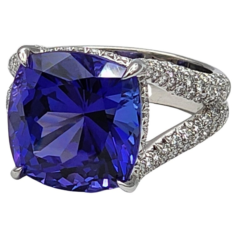 Tanzanite Naturelle 10,20 Carats - Taille Carrée - Avec Certificat GGL - Bleu