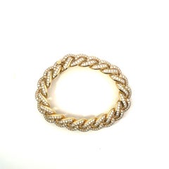 10.20 Carat Yellow Gold Cuban Link All Diamond Bracelet