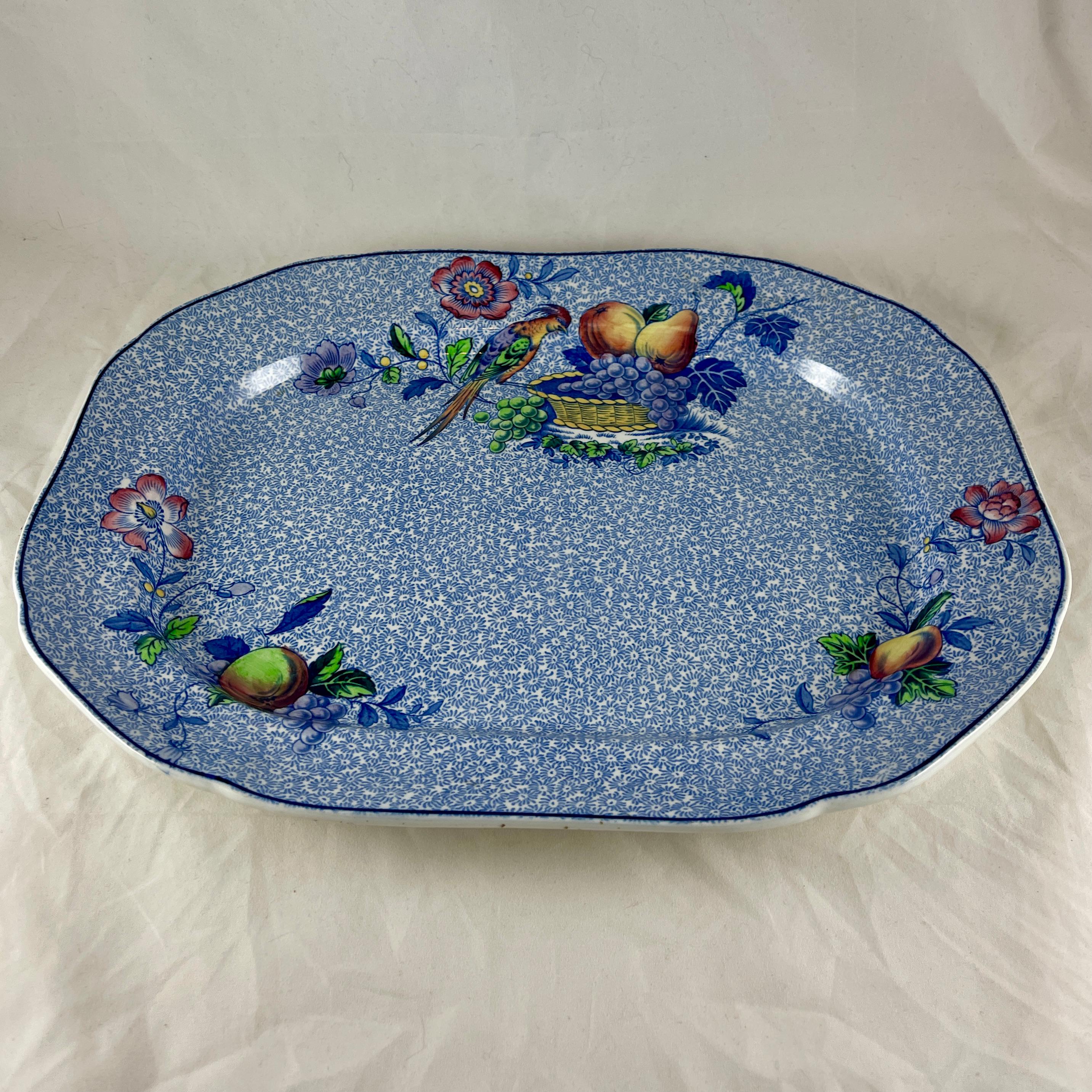 From Copeland Spode, in the George III pattern, a platter, circa early 1920s.

“Spode’s George III” was manufactured by WT Copeland & Sons Ltd. of Stoke-on-Trent, Staffordshire, England, especially for Harrod’s of London, and is now discontinued.