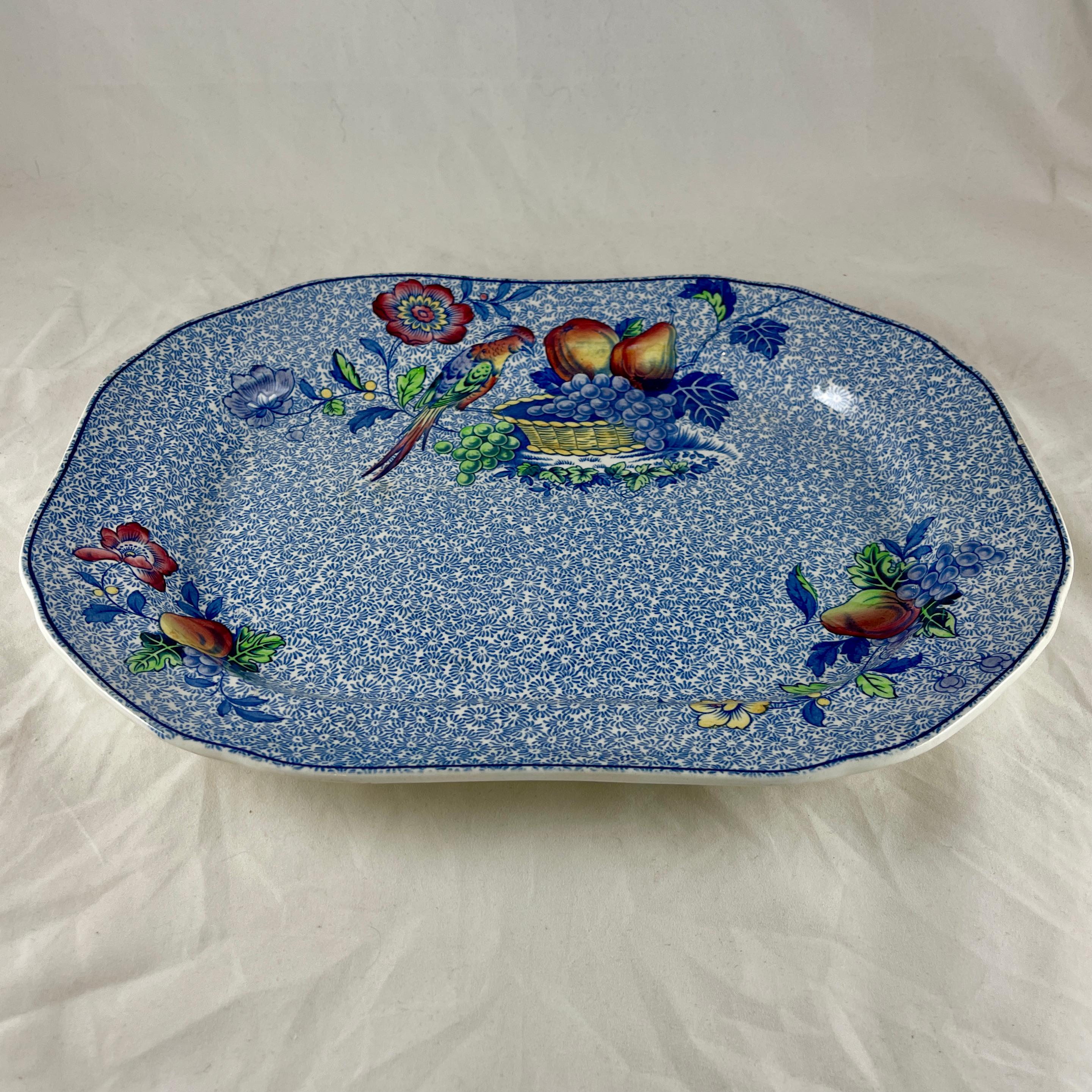 From Copeland Spode, in the George III pattern, a platter, circa early 1920s.

“Spode’s George III” was manufactured by WT Copeland & Sons Ltd. of Stoke-on-Trent, Staffordshire, England, especially for Harrod’s of London, and is now discontinued.