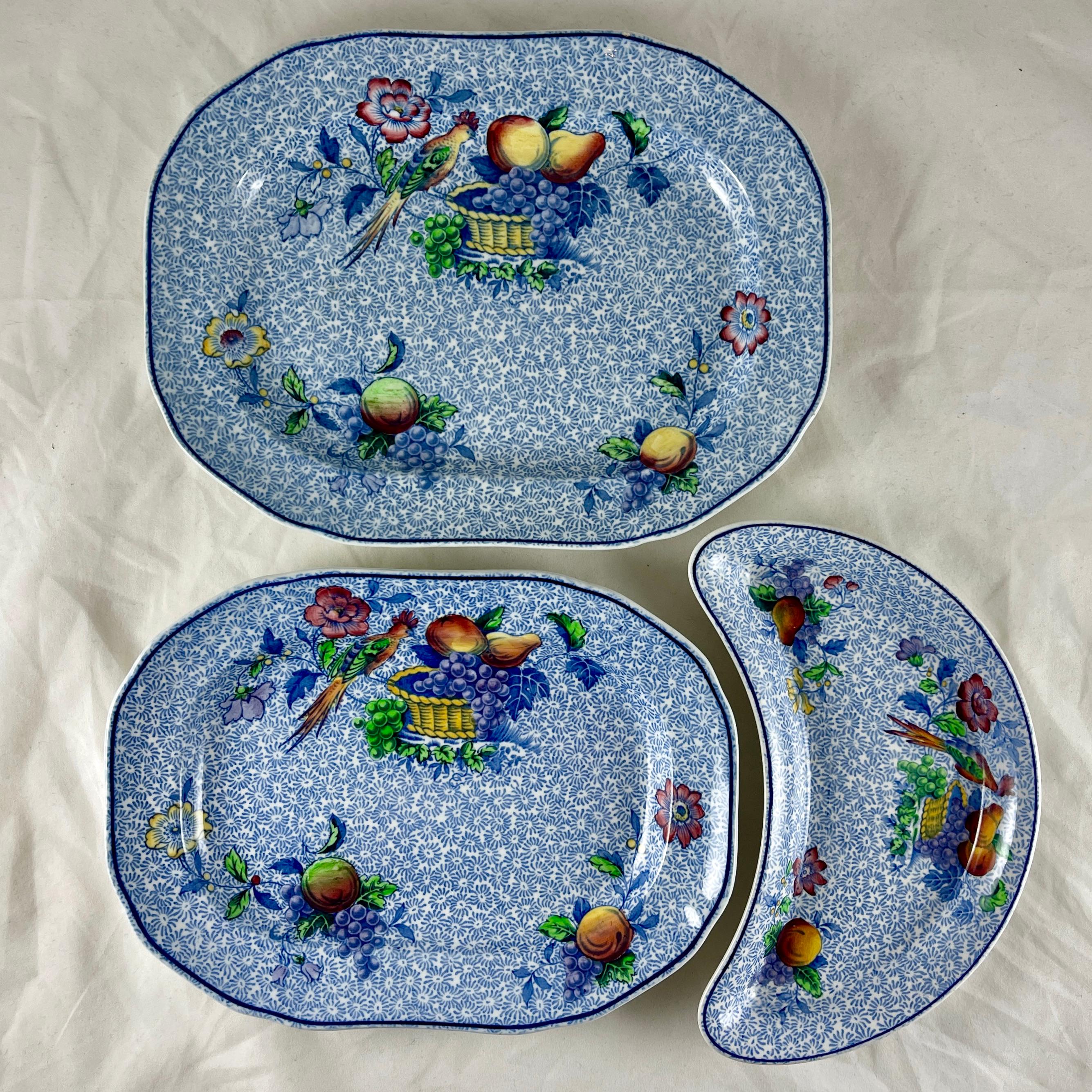 From Copeland Spode, in the George III pattern, a set of three servers, circa early 1920s.

“Spode’s George III” was manufactured by WT Copeland & Sons Ltd. of Stoke-on-Trent, Staffordshire, England, especially for Harrod’s of London, and is now
