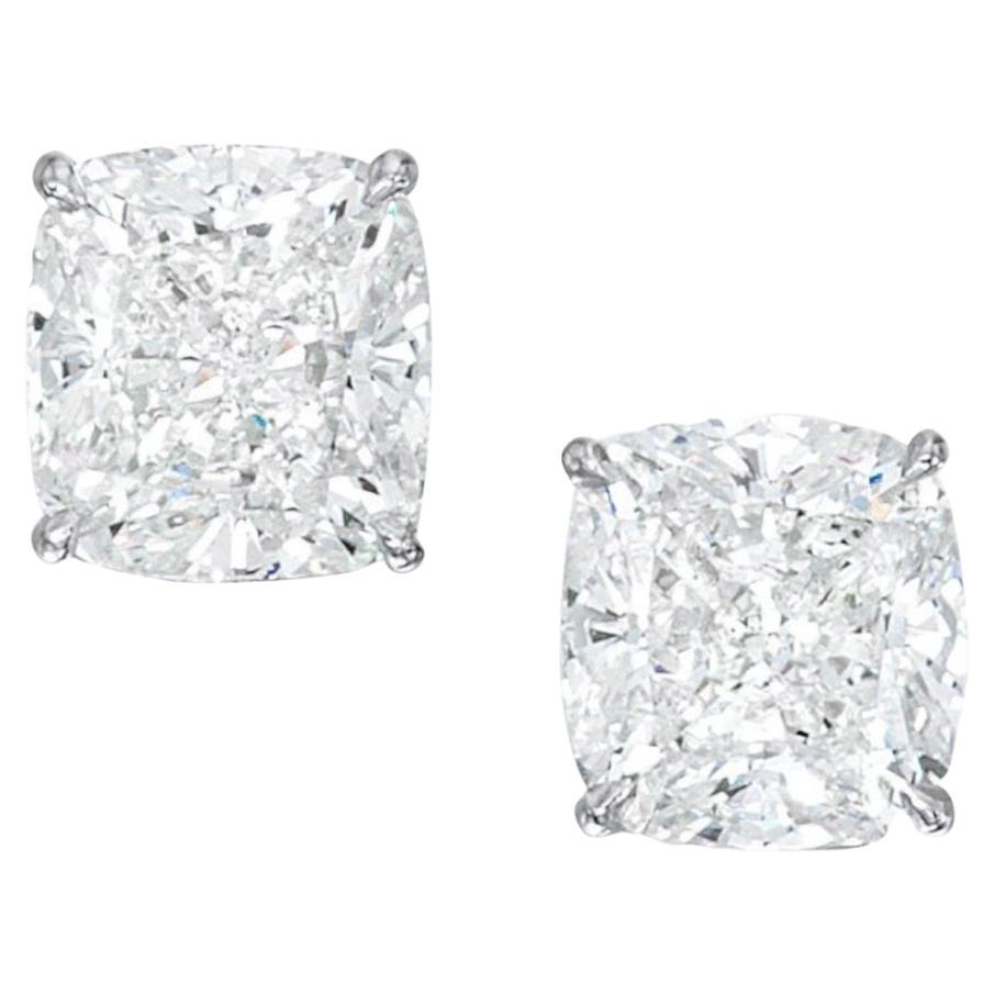 GIA Certified Princess Cut Diamond Stud Earrings 5 Carat Platinum