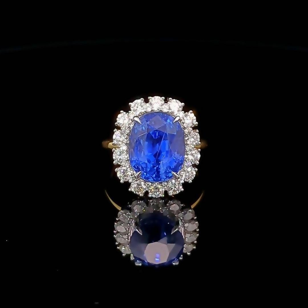 Introducing our exquisite Natural Blue Sapphire Ring, a true testament to the captivating beauty of Ceylon sapphires in their natural, untreated form. This stunning ring features a mesmerizing 10.21-carat Ceylon no-heat sapphire set in an elegant