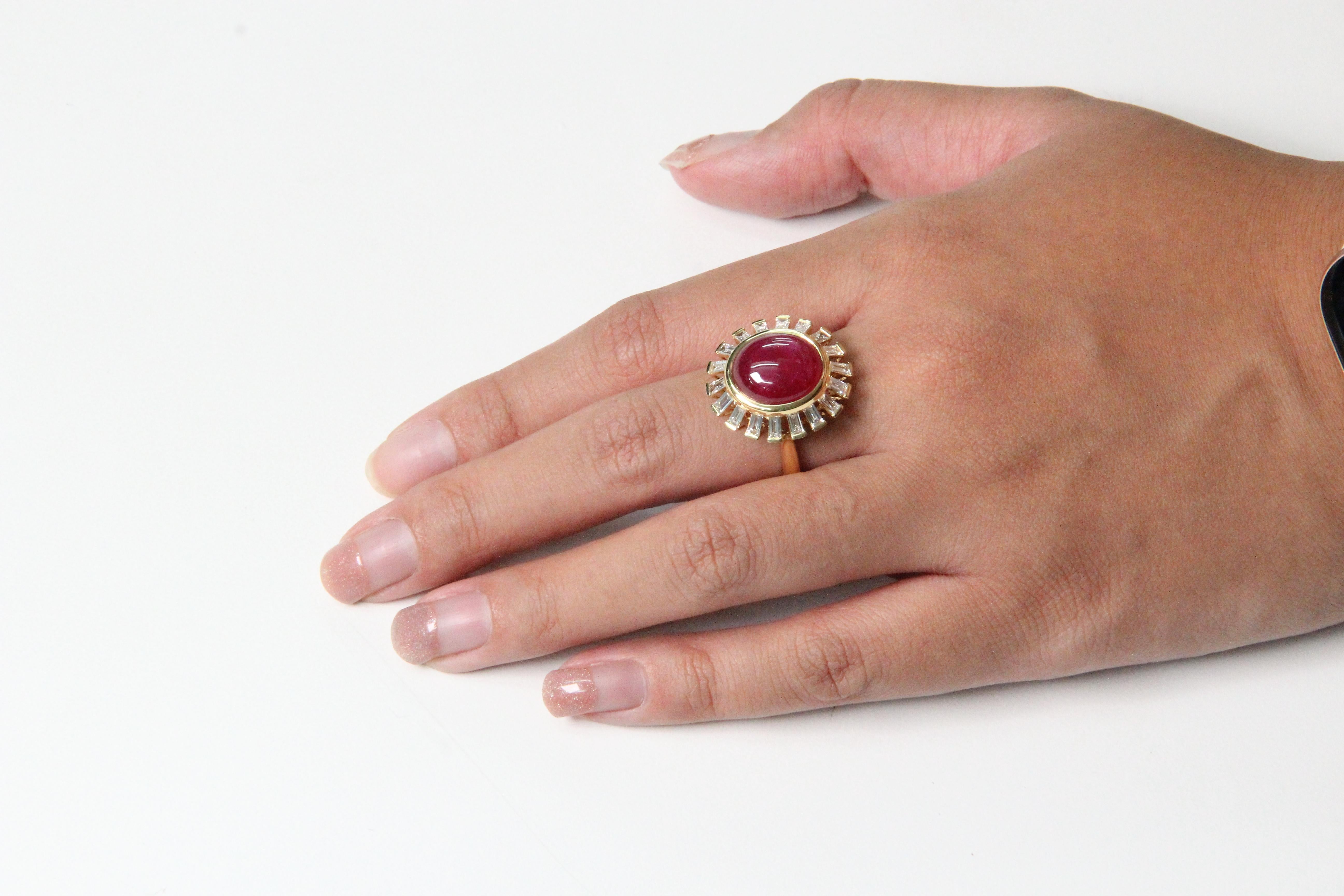 10.21 Carat Ruby and Diamond Ring in 18 Karat Gold For Sale 2