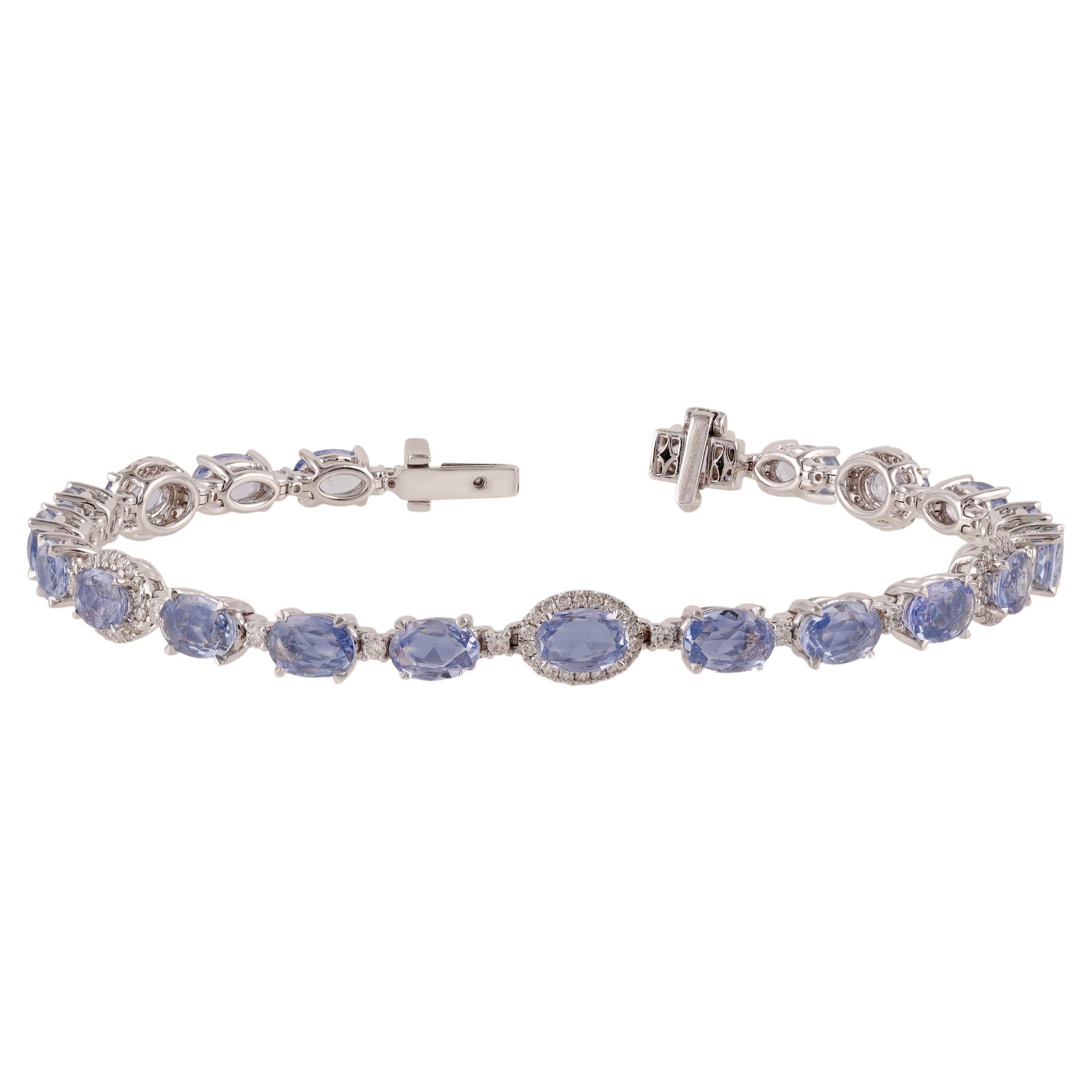 10.21 Carat Sapphire and Diamond Bracelet in 18k Gold For Sale
