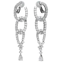 10.22 Carat Diamond 18K White Gold Pear-Shape Diamond Drop Chandelier Earrings