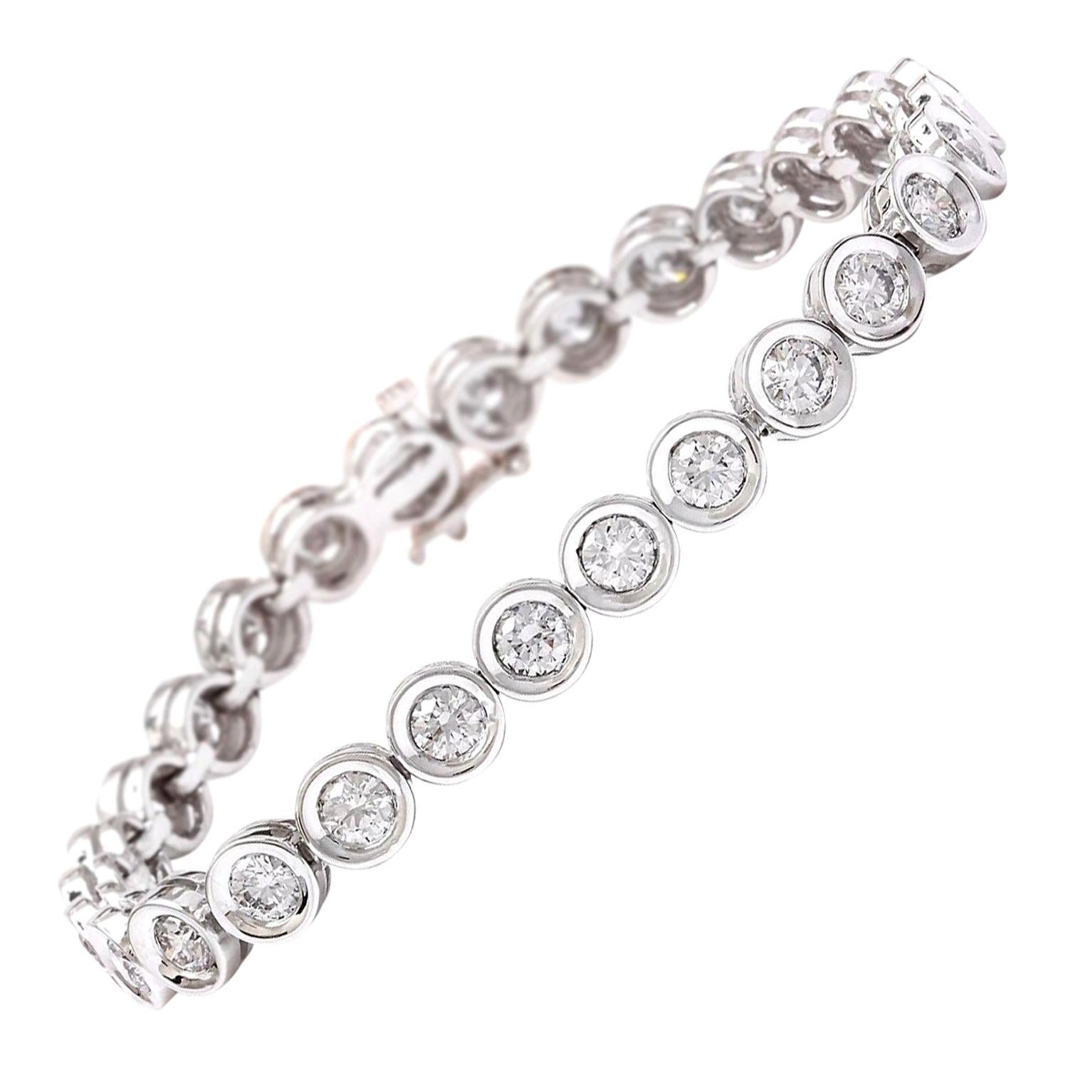 9.89 Carat Diamond 18 Karat Solid White Gold Bracelet For Sale (Free ...