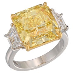 10.22 Carat Round Brilliant Statement Fancy Yellow 14K White Gold Diamond Ring