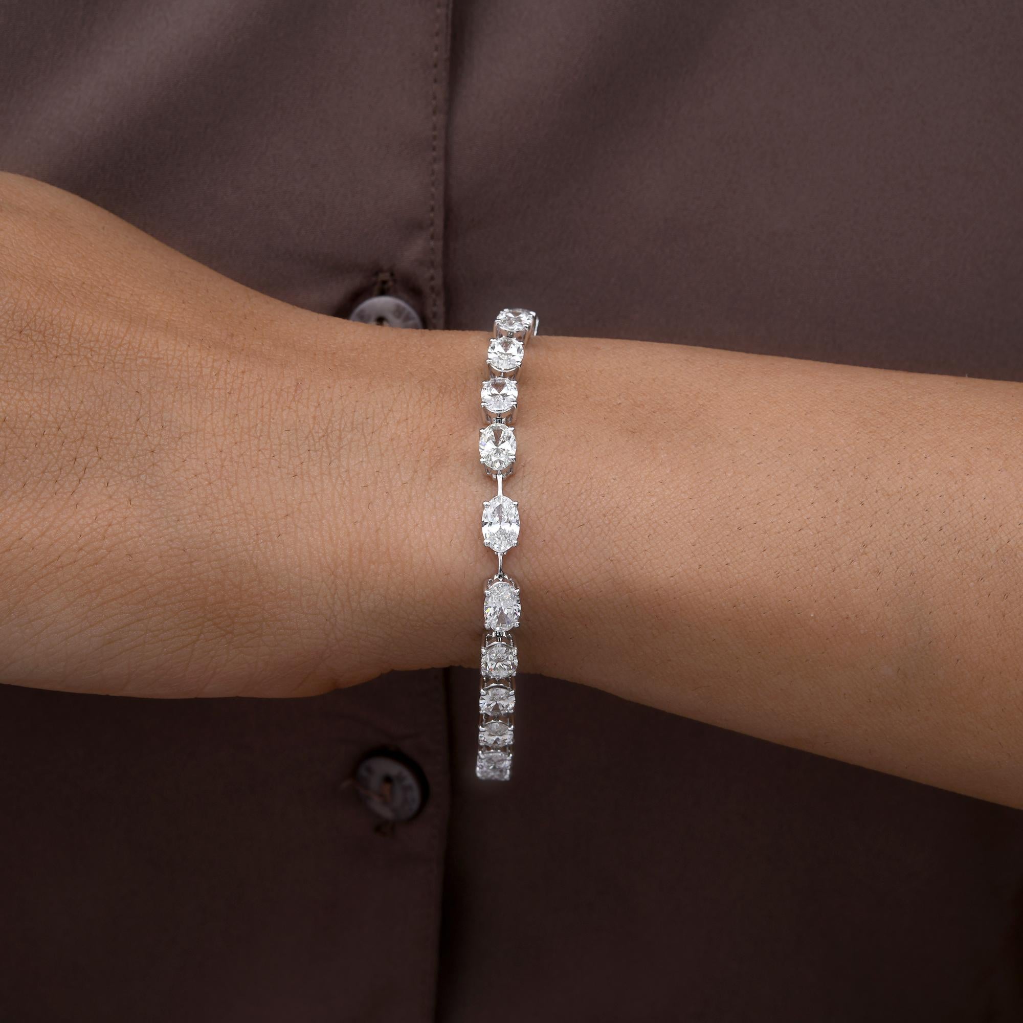 Bracciale tennis di fidanzamento con diamanti da 10,22 carati SI/H Oro bianco 14 carati In condizioni Nuovo in vendita a Diera, Dubai