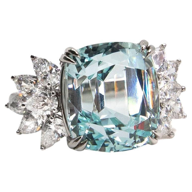 10.22ct Aquamarine and Diamond Cocktail Ring For Sale