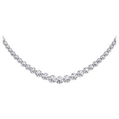 Gem Jewelers Co. 10.23 Carat Graduated Diamond Tennis Necklace in 14K White Gold