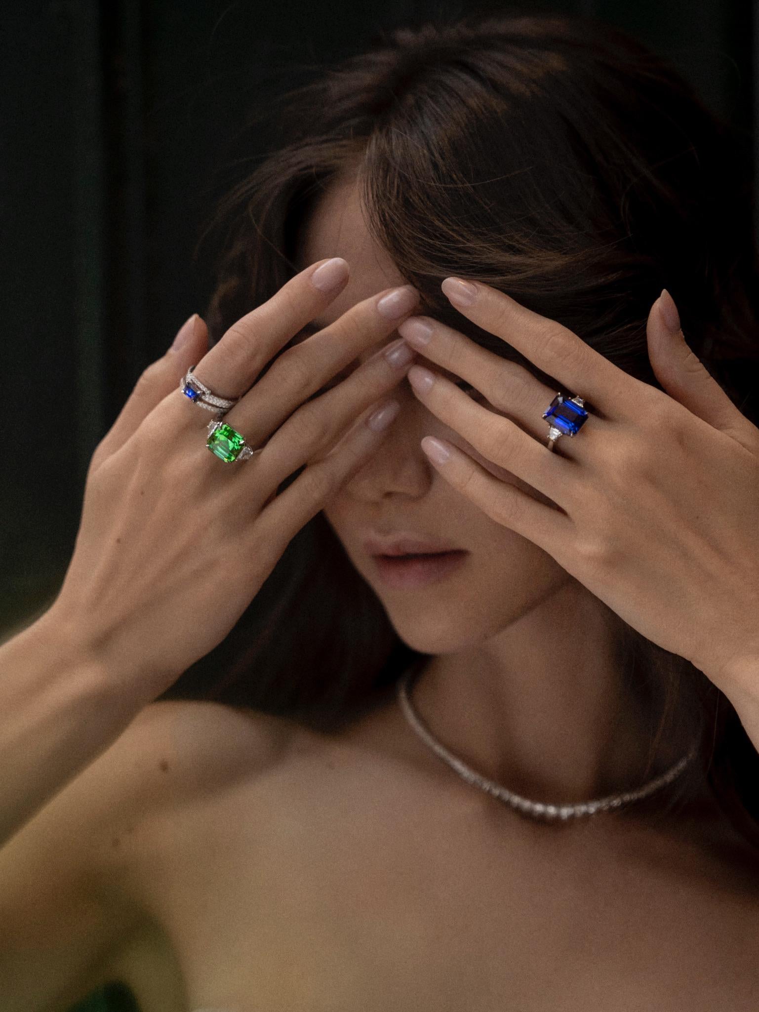 10,23 ct. Bague « GRACE » en platine et tourmaline verte menthe en vente 1