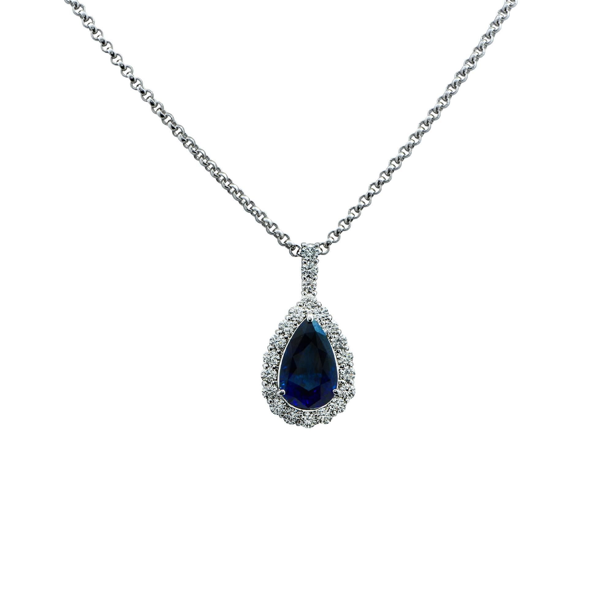 Modern 10.23 Carat Sapphire and Diamond Pendant