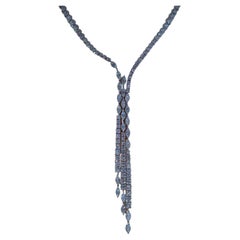 10.23 carats marquise and round diamond tassle diamond 18k White Gold Necklace