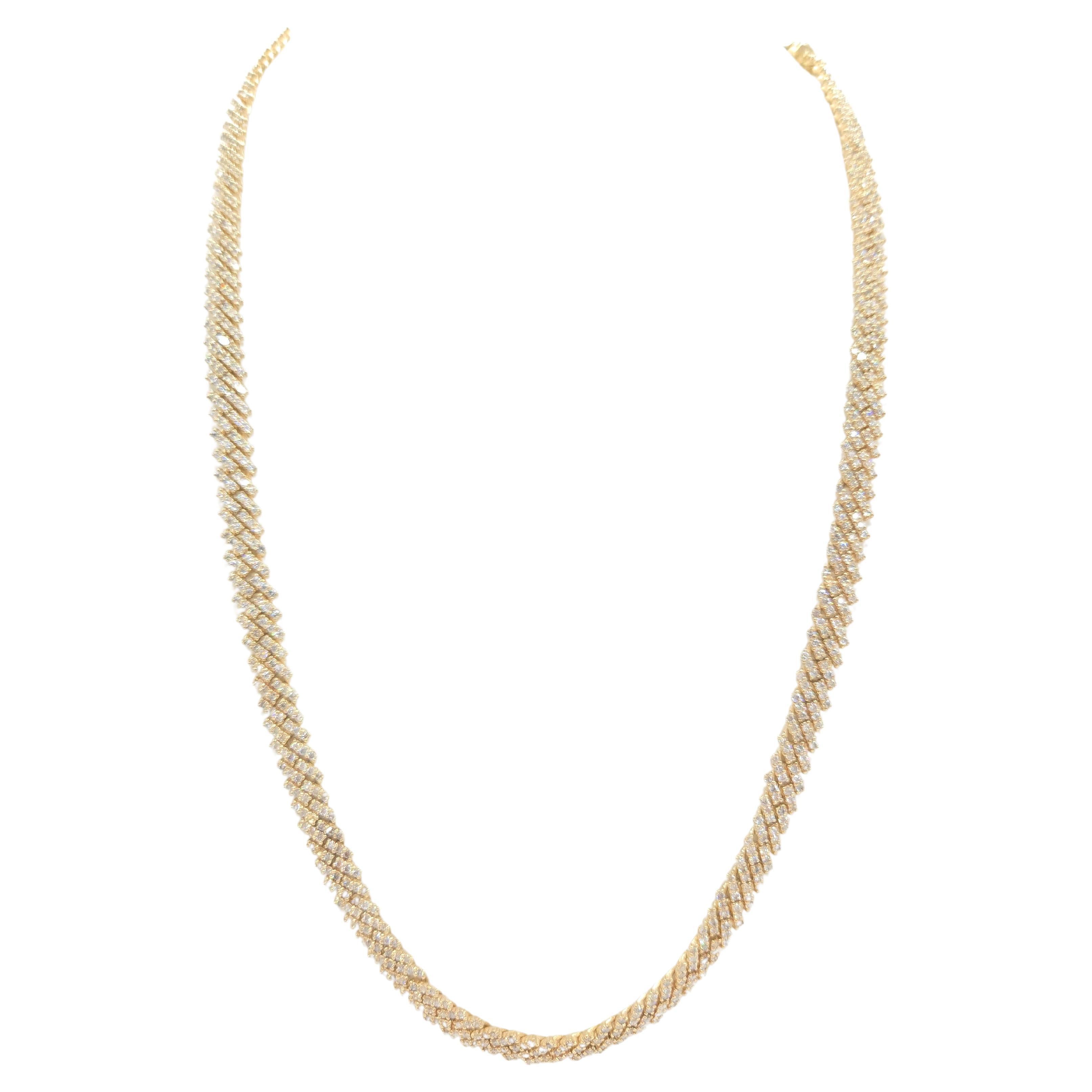 10.23 Carats Natural Diamonds Cuban Necklace Chain 10 Karats Yellow Gold 20''