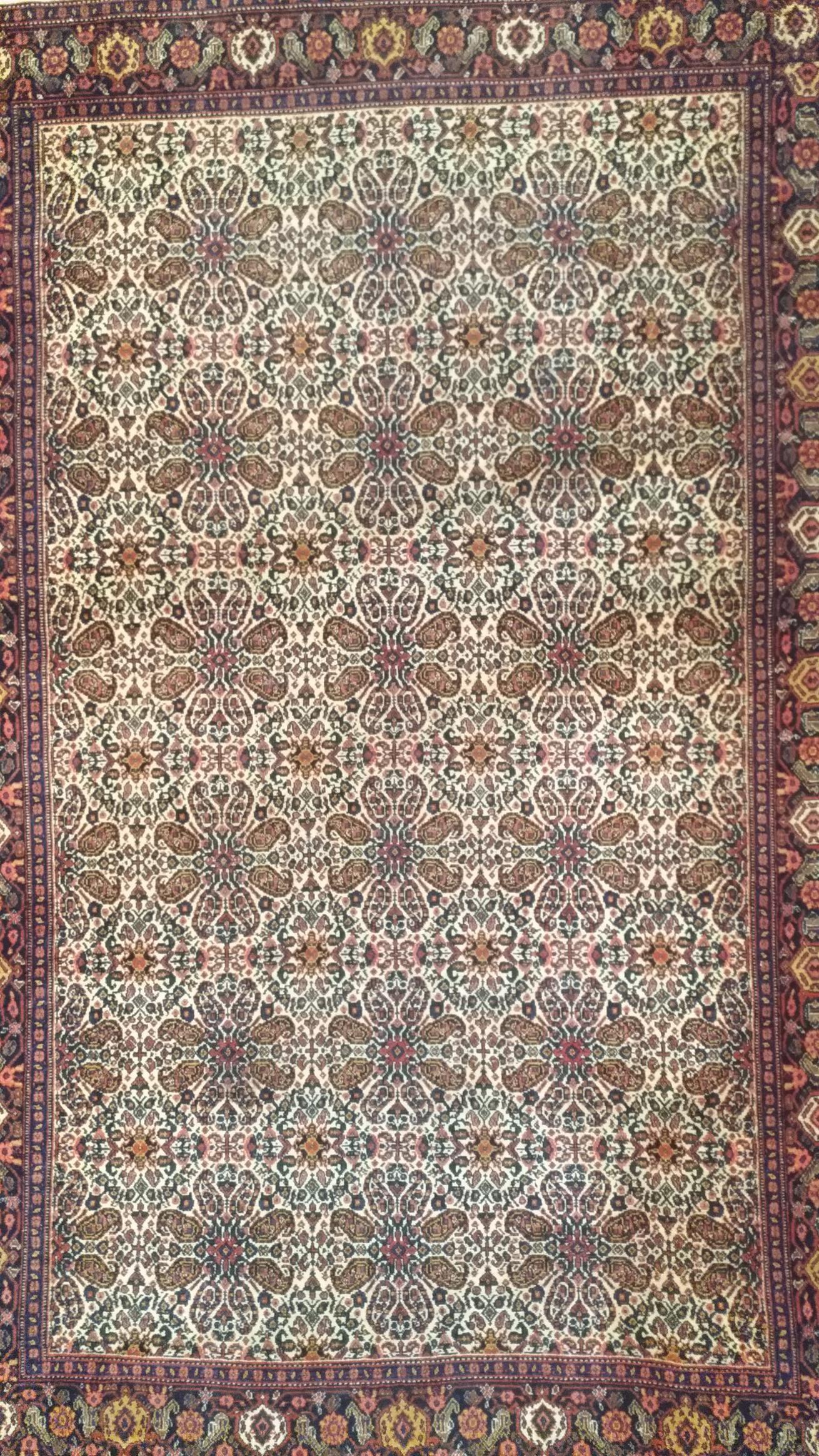 Noué à la main 1023 - Magnifique tapis kurde Senneh du 19ème siècle en vente