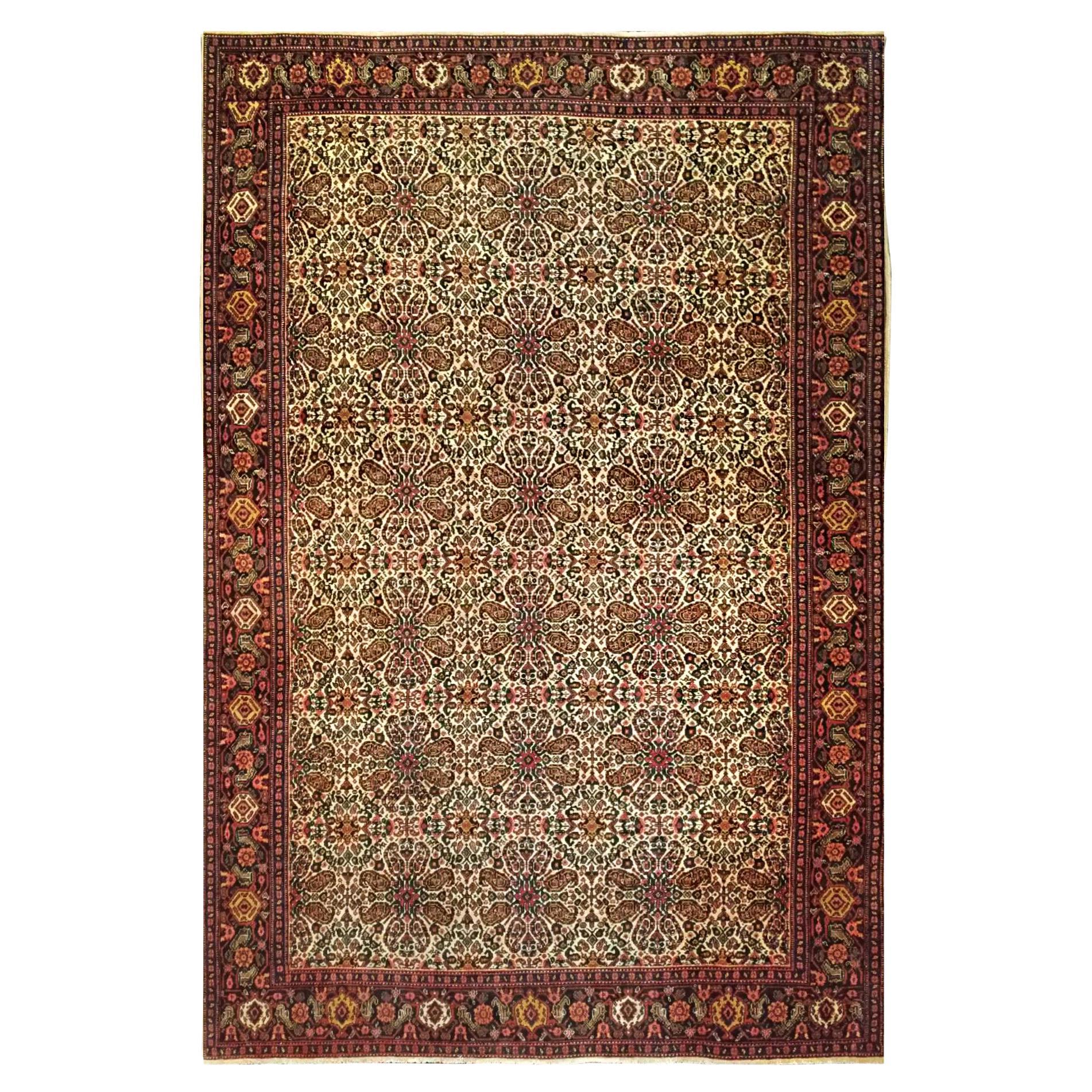 1023 - Magnifique tapis kurde Senneh du 19ème siècle en vente